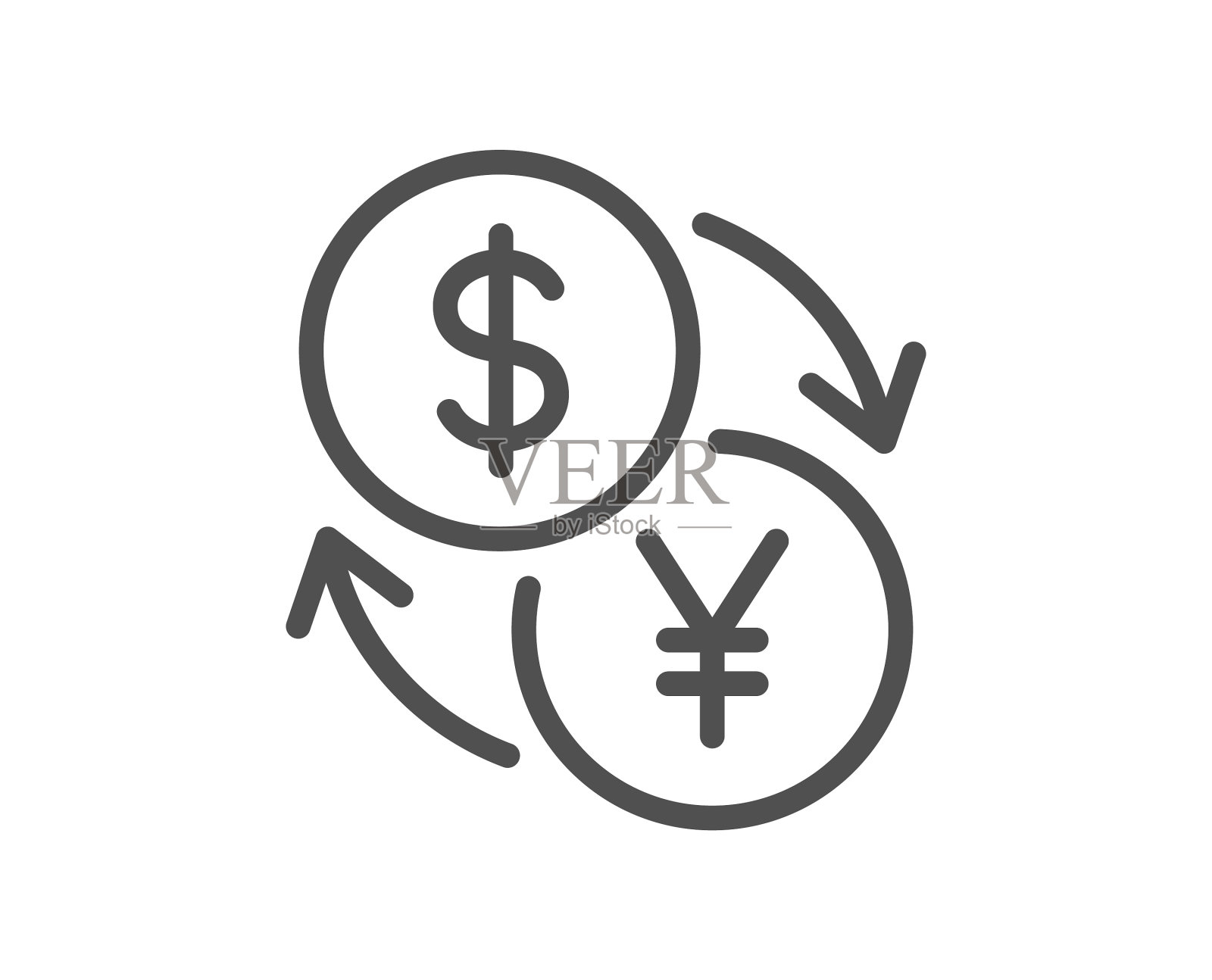 货币兑换线图标美元到日元的钱设计元素图片