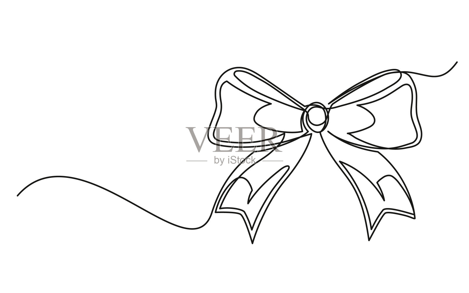 连续的一行画一个圣诞弓设计元素图片