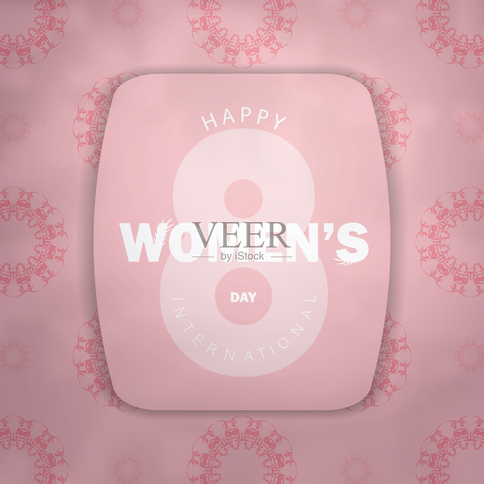 节日贺卡国际妇女节粉红色与复古图案插画图片素材