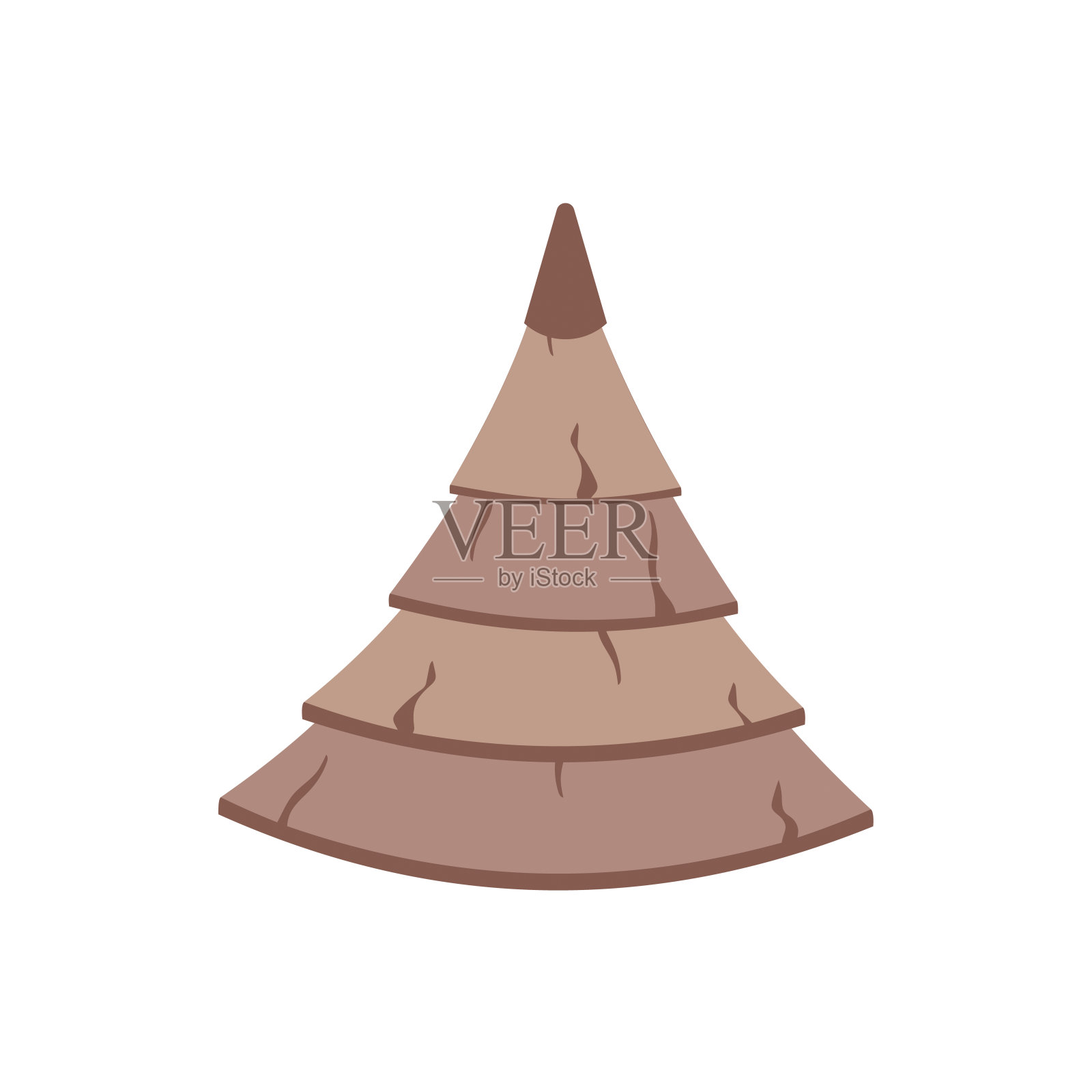 白色背景下的圆锥形木质屋顶。向量。插画图片素材