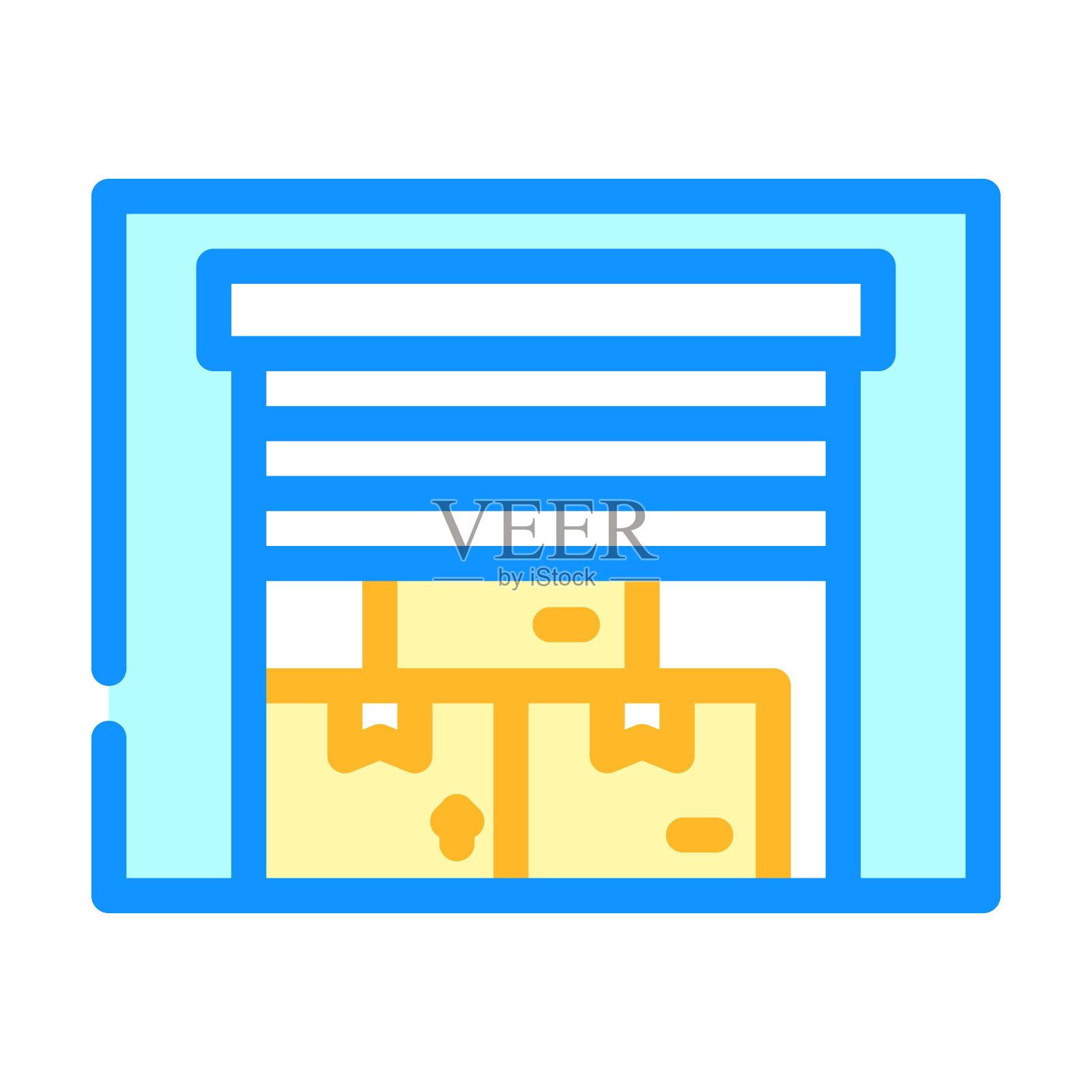 仓库建筑颜色图标矢量插图插画图片素材