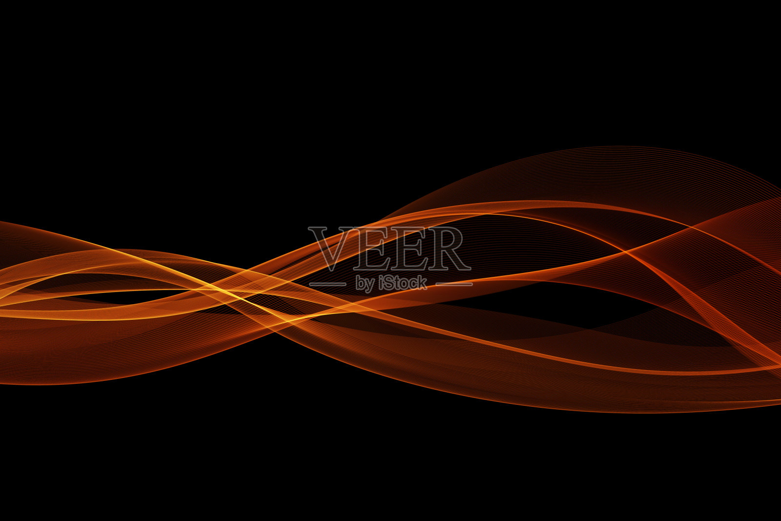透明的金色流动矢量波在黑色背景插画图片素材
