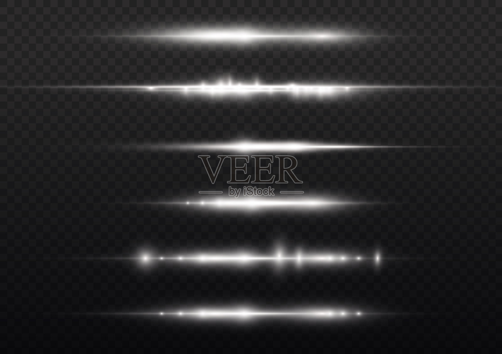 水平光束，闪光白线光束。插画图片素材