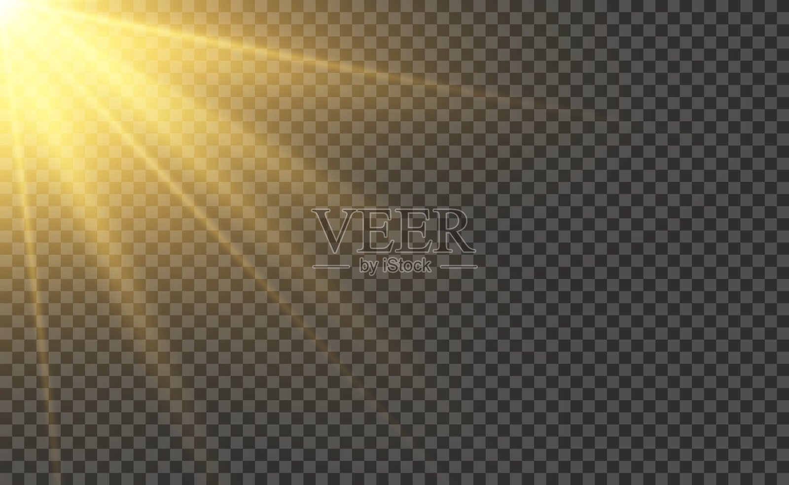 阳光现实的效果。光线或太阳光。闪亮的魔法日落矢量插图插画图片素材
