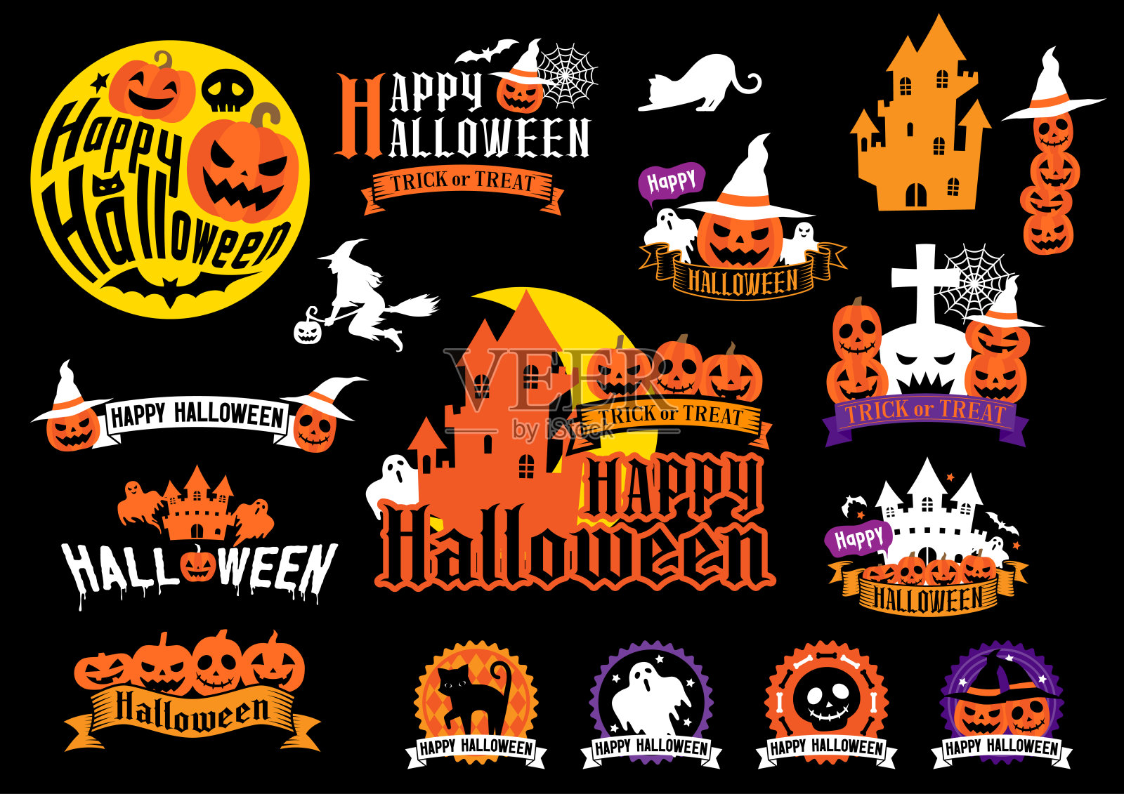 万圣节设计材料插画图片素材