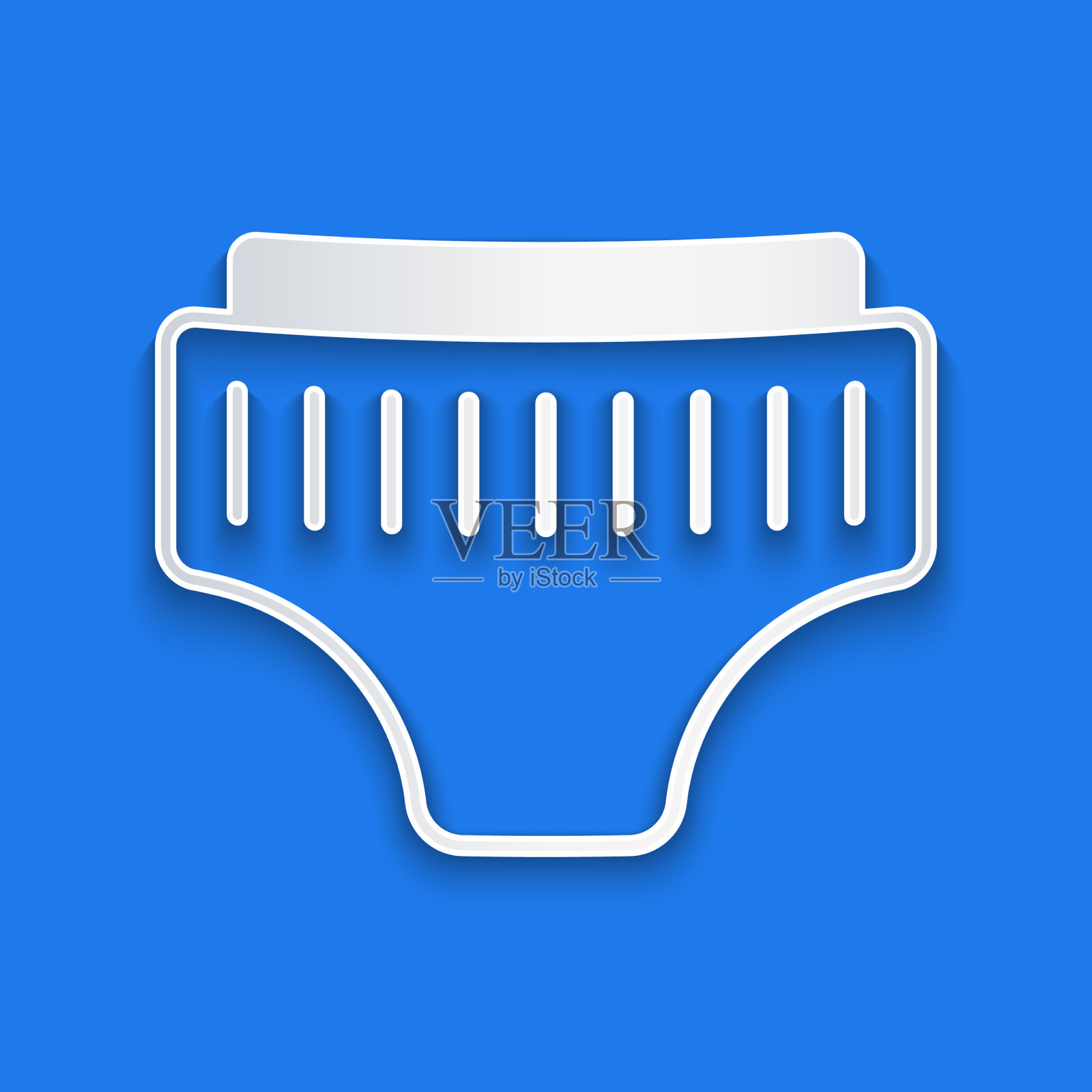 纸割成人尿布图标孤立在蓝色插画图片素材