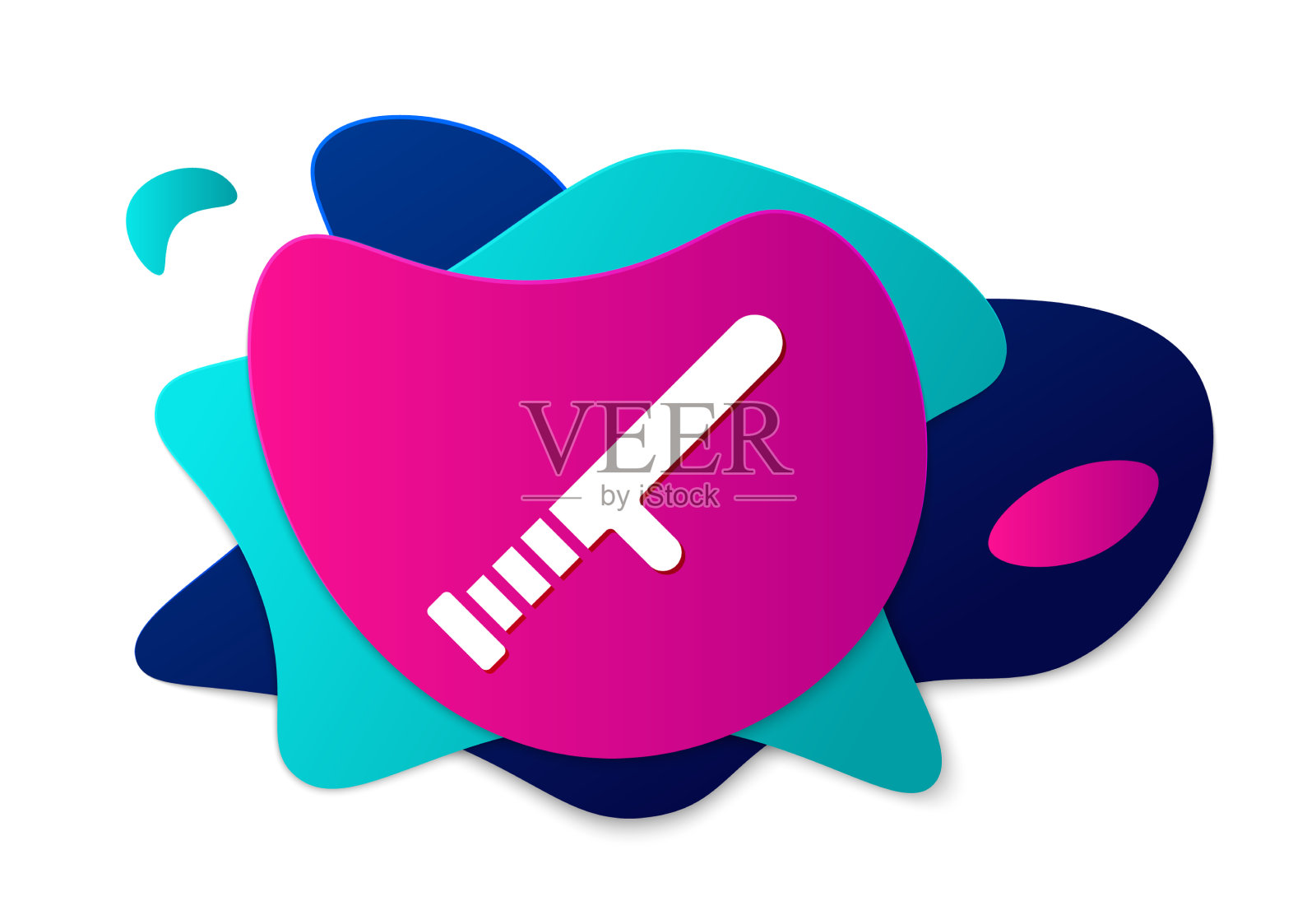 彩色警用橡胶警棍图标隔离在白色上插画图片素材