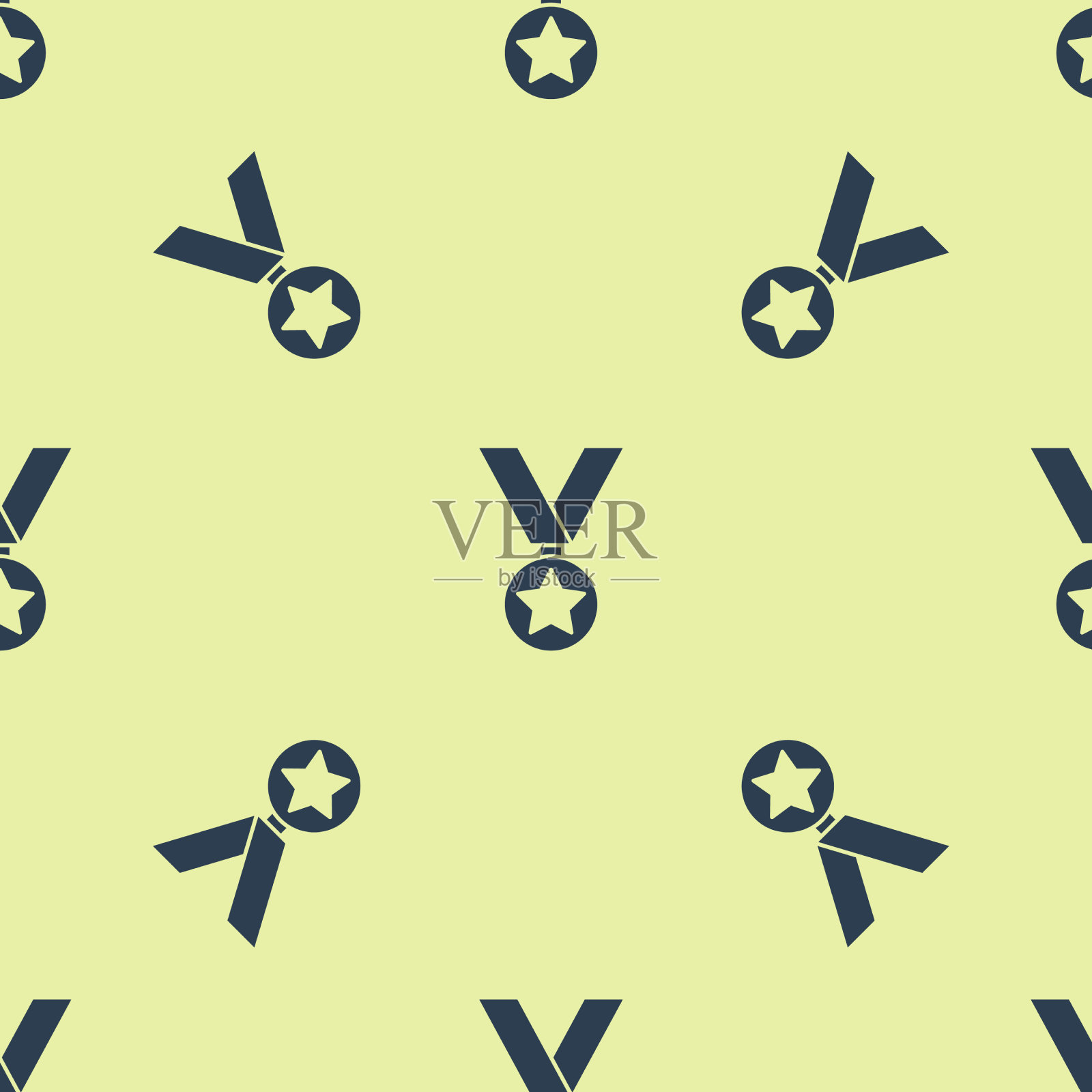 蓝色军事奖励奖章图标隔离无缝插画图片素材