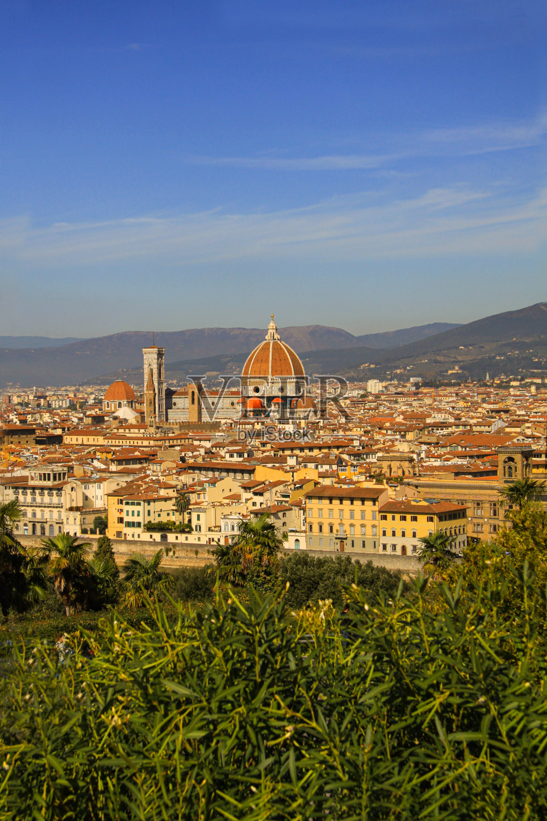 佛罗伦萨的空中全景-著名的圆顶佛罗伦萨。照片摄影图片