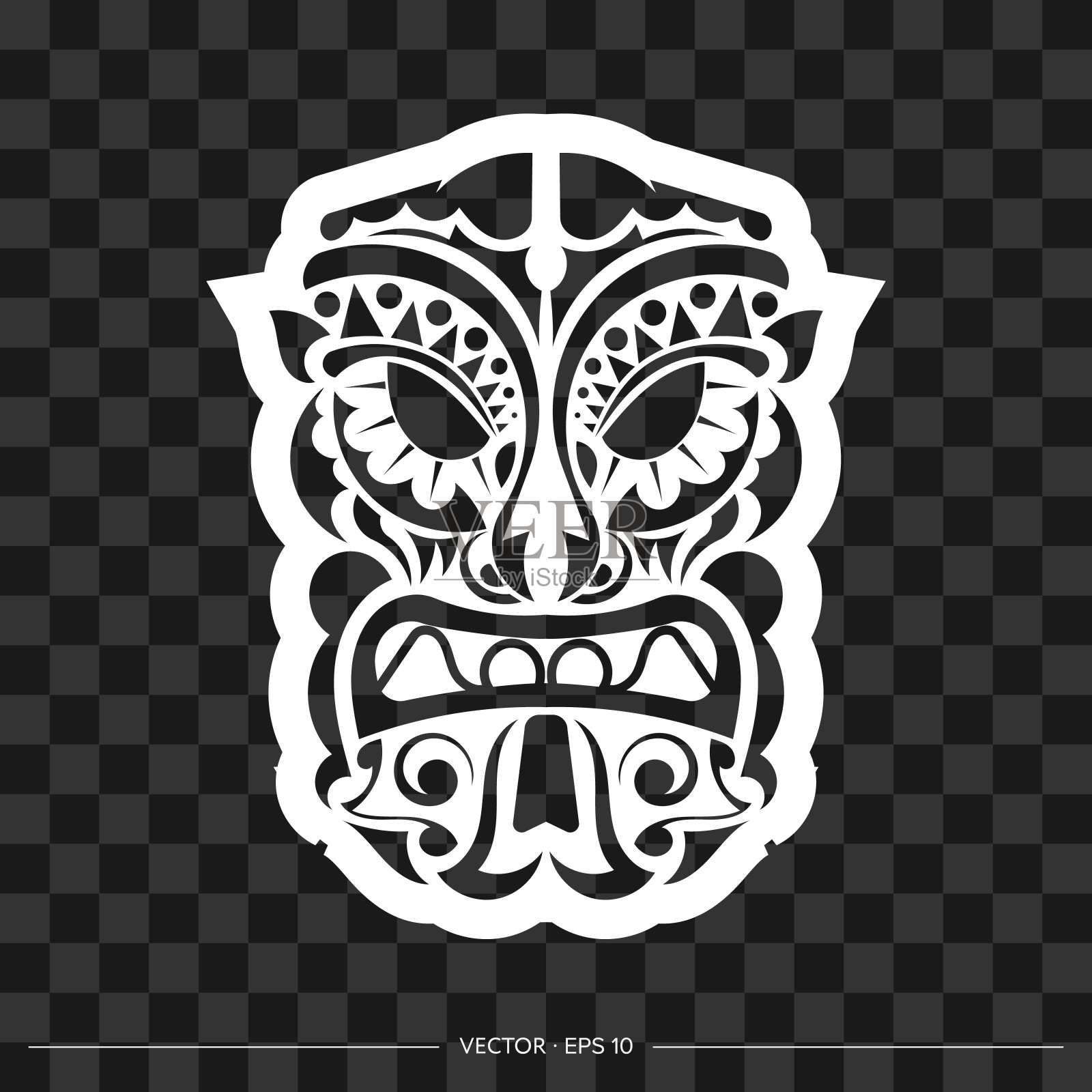 维京人的脸由图案制成。战士的脸或面具的轮廓用于t恤和印花。插画图片素材