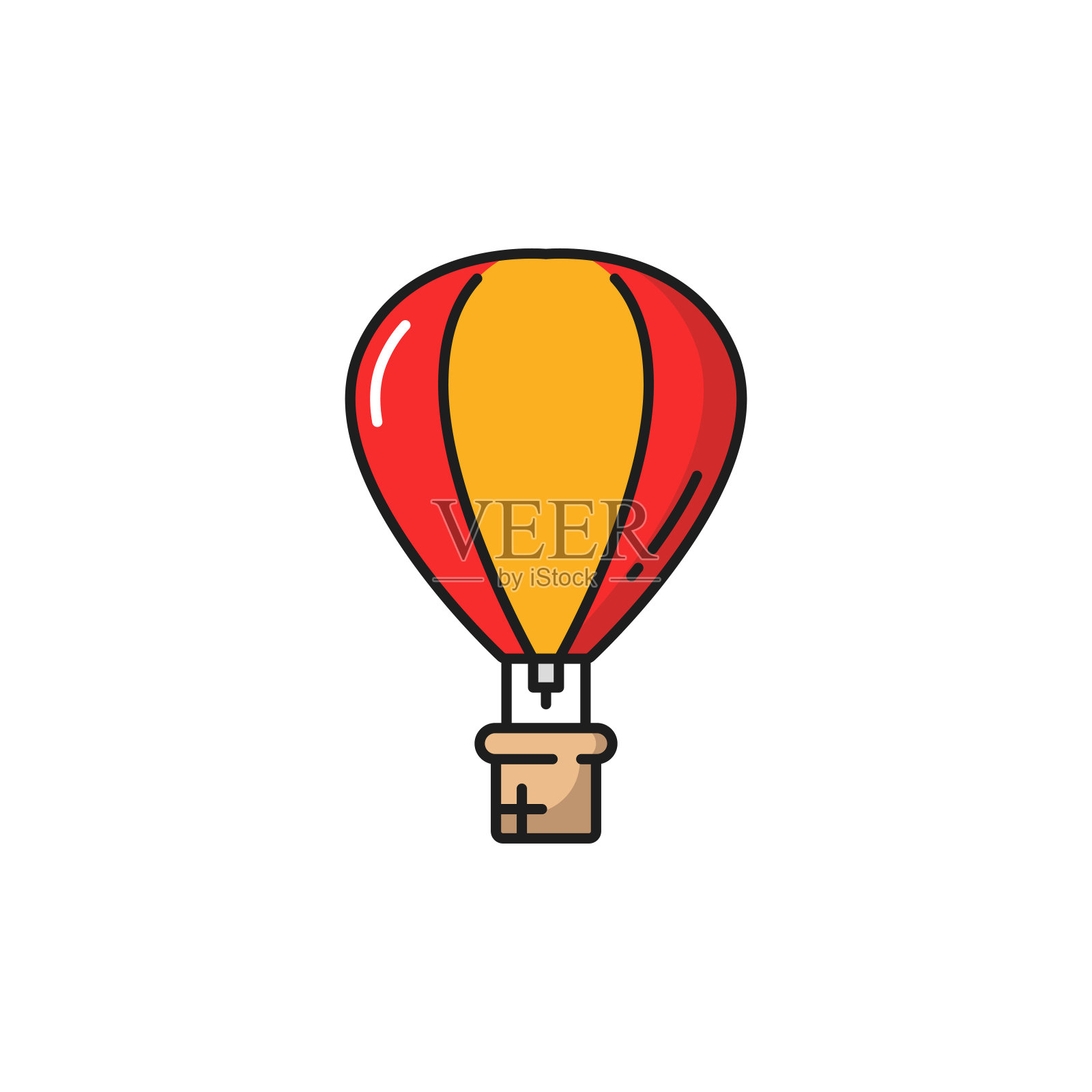 悬挂瑞士国旗的热气球被隔离插画图片素材