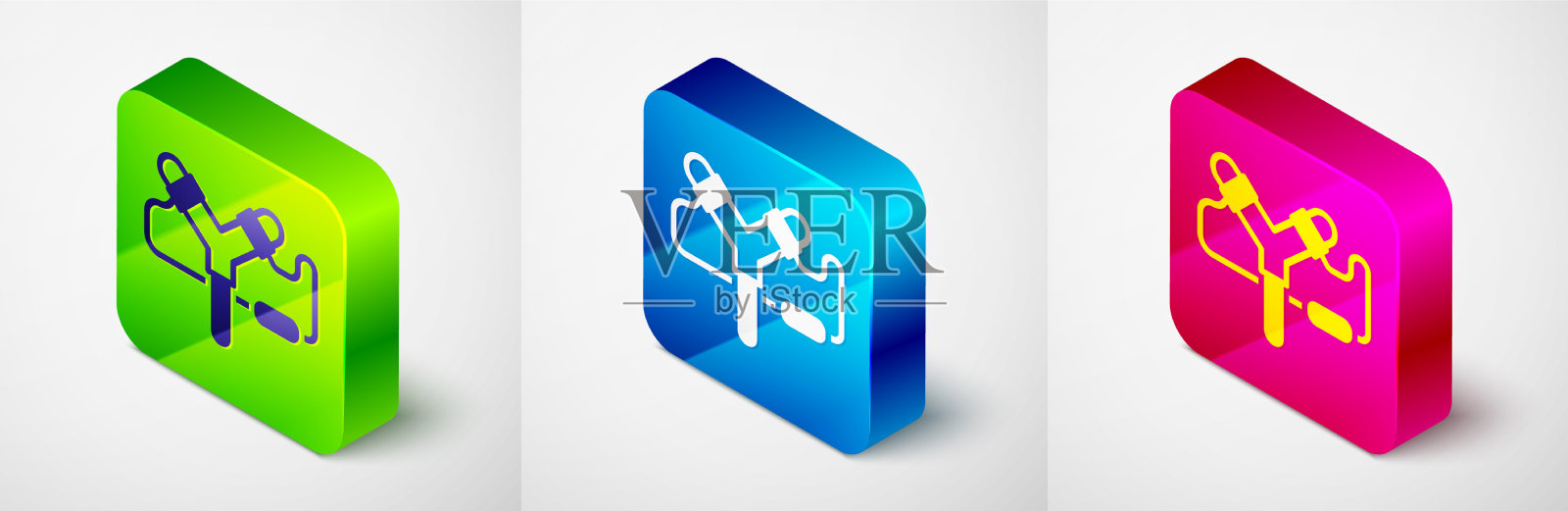 等距弹弓图标孤立在灰色图标素材