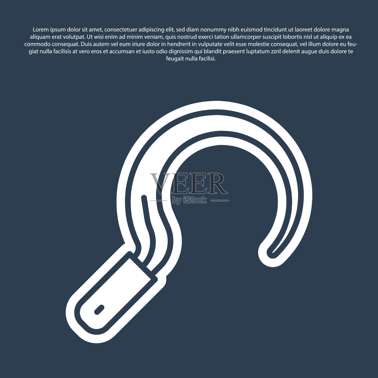 蓝色线镰刀图标孤立在蓝色背景插画图片素材