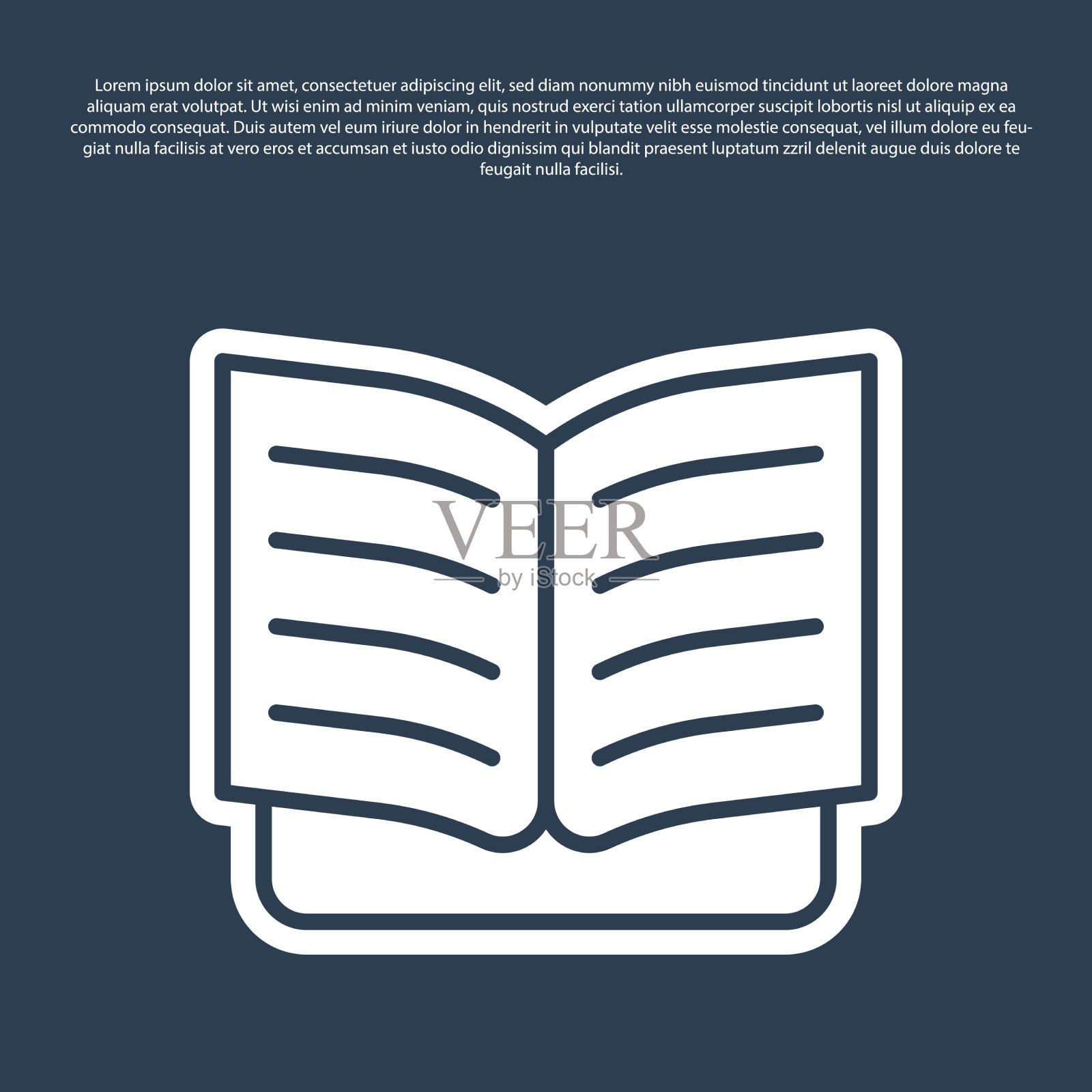 蓝色线打开书图标孤立在蓝色插画图片素材