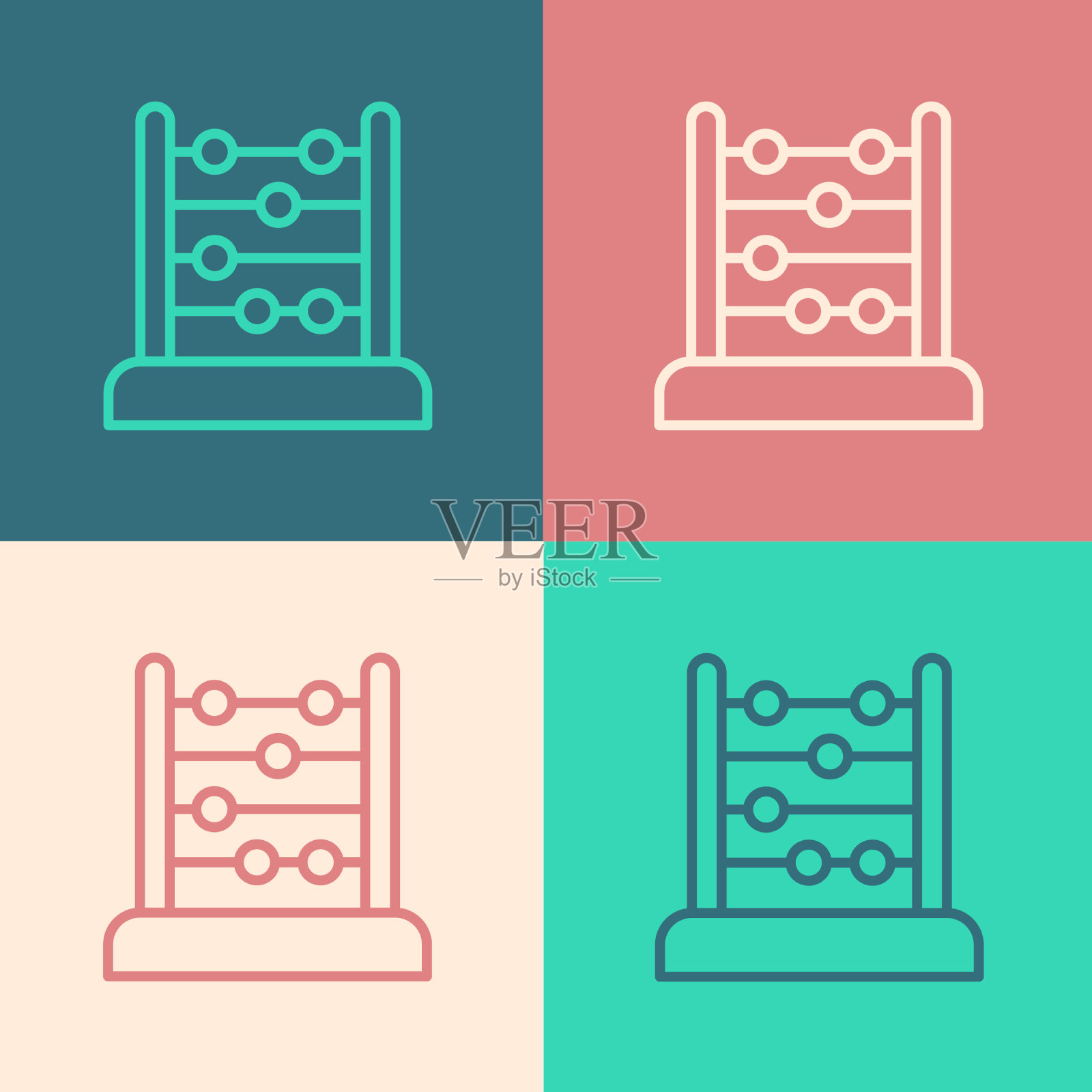 波普艺术线算盘图标孤立的颜色图标素材