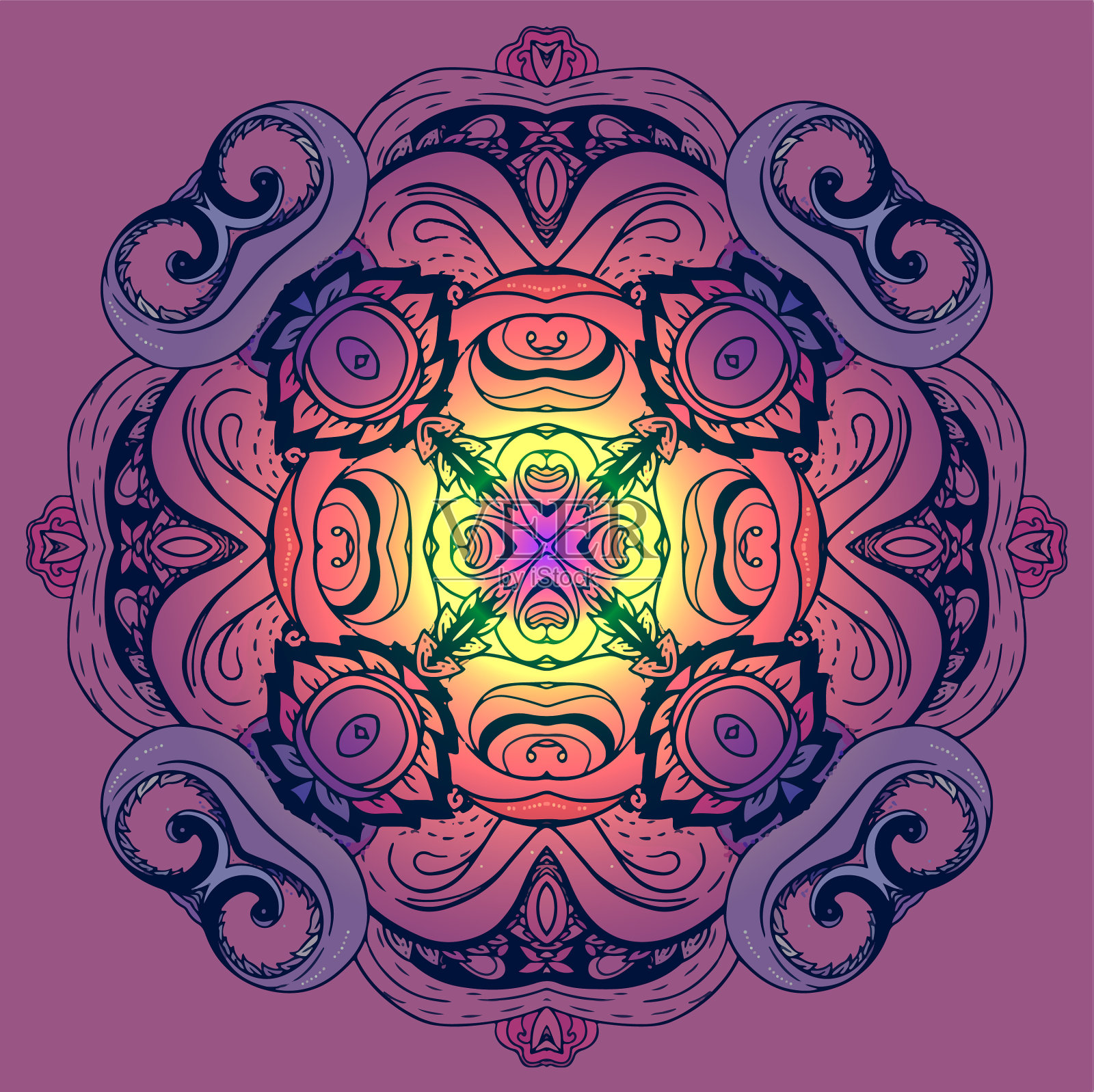 装饰性的曼荼罗激发了民族艺术的灵感插画图片素材