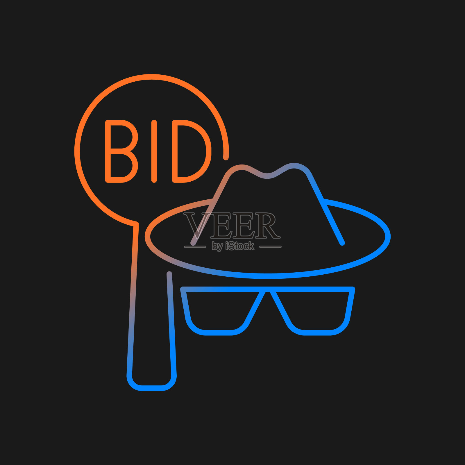 无声拍卖梯度矢量图标的黑暗主题插画图片素材