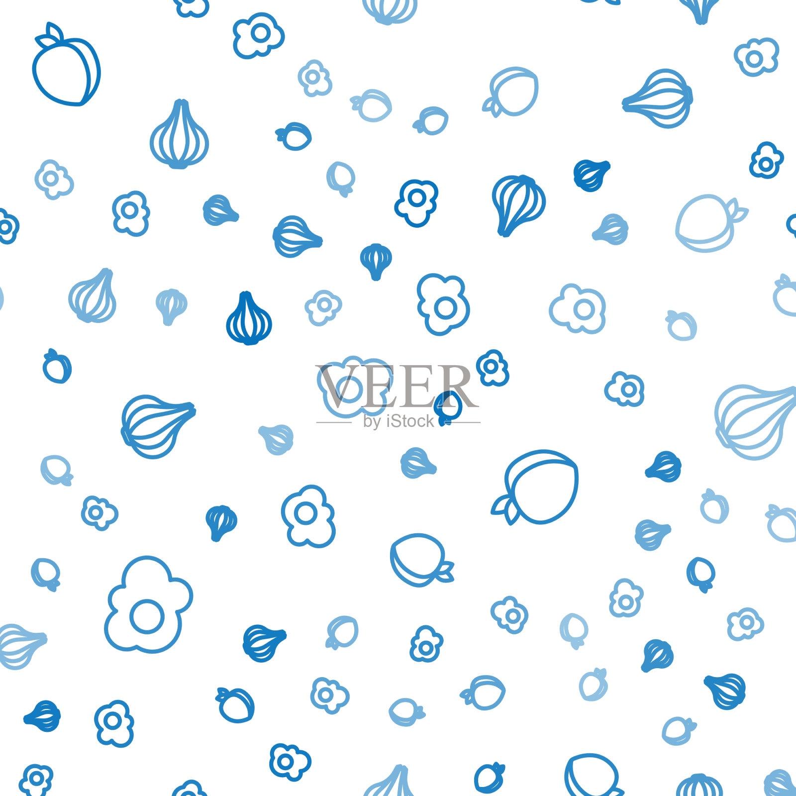 放行炒蛋、李子、水果和大蒜图标素材