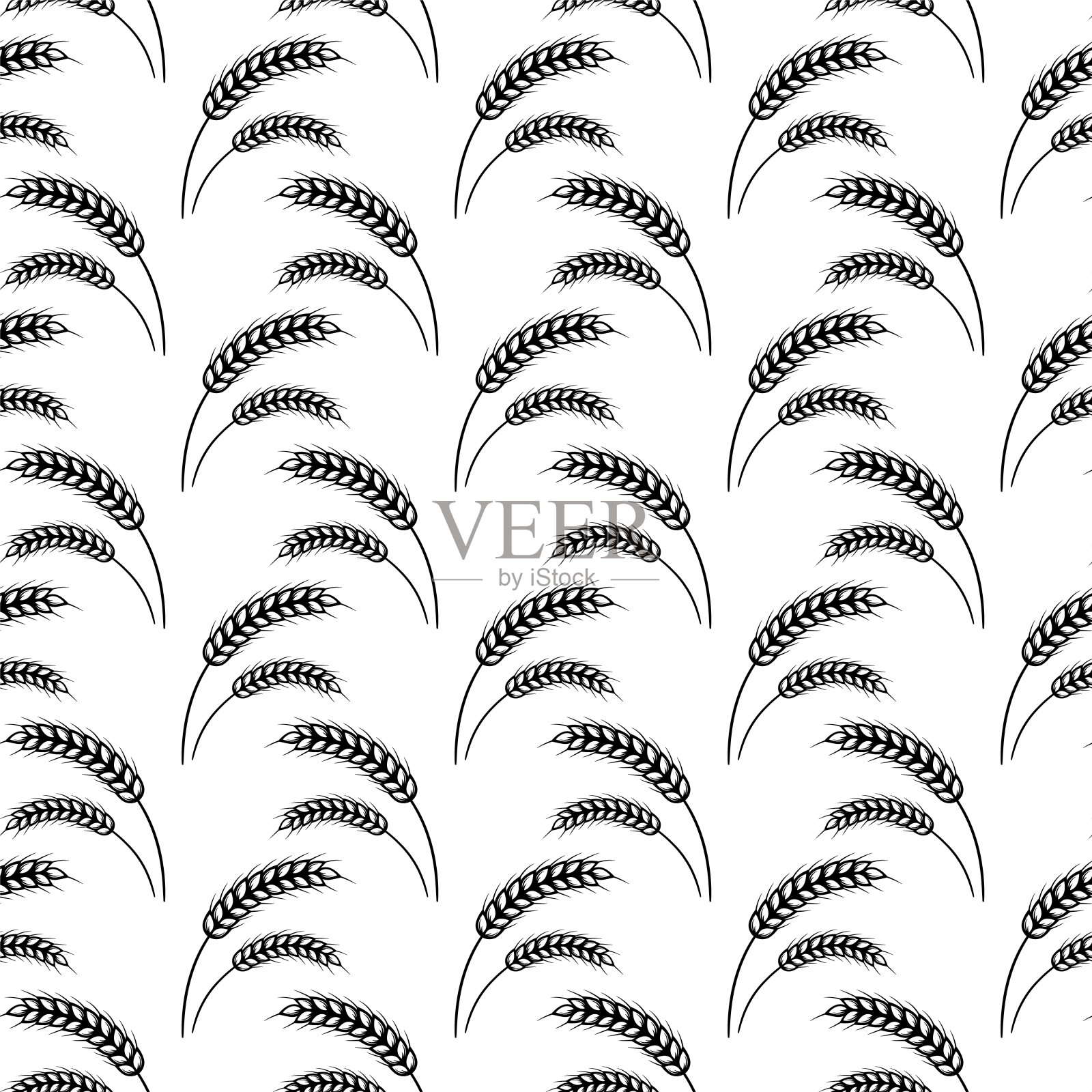 小麦穗矢量无缝模式。全谷物，天然，有机背景面包包装，面包产品。插画图片素材