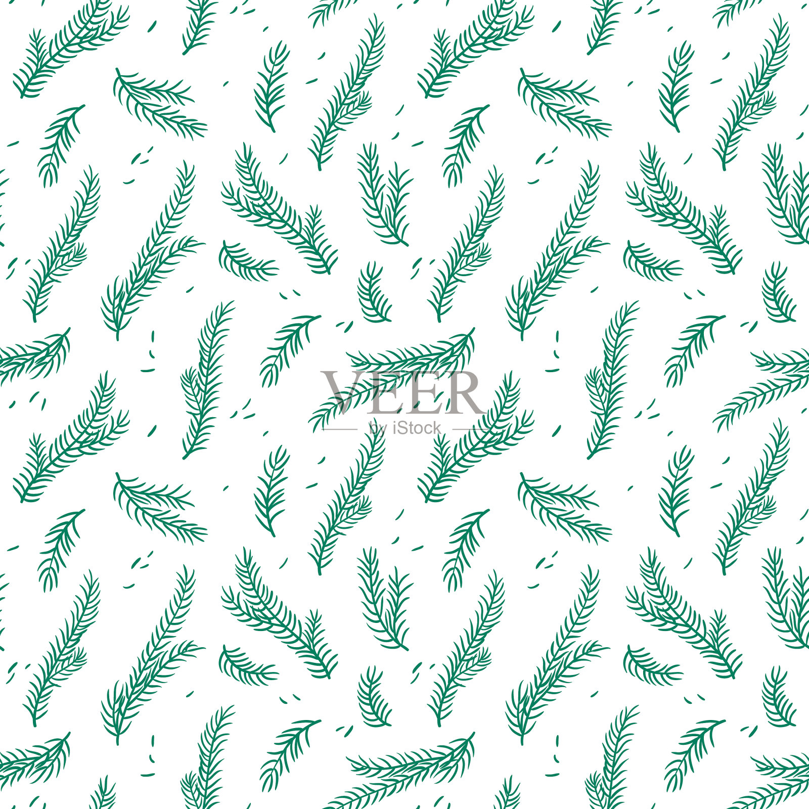 无缝重复模式与杉木枝。插画图片素材