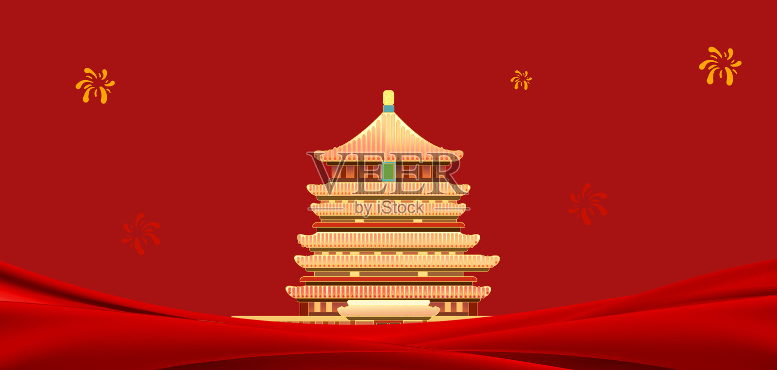 红色主题背景插画图片素材