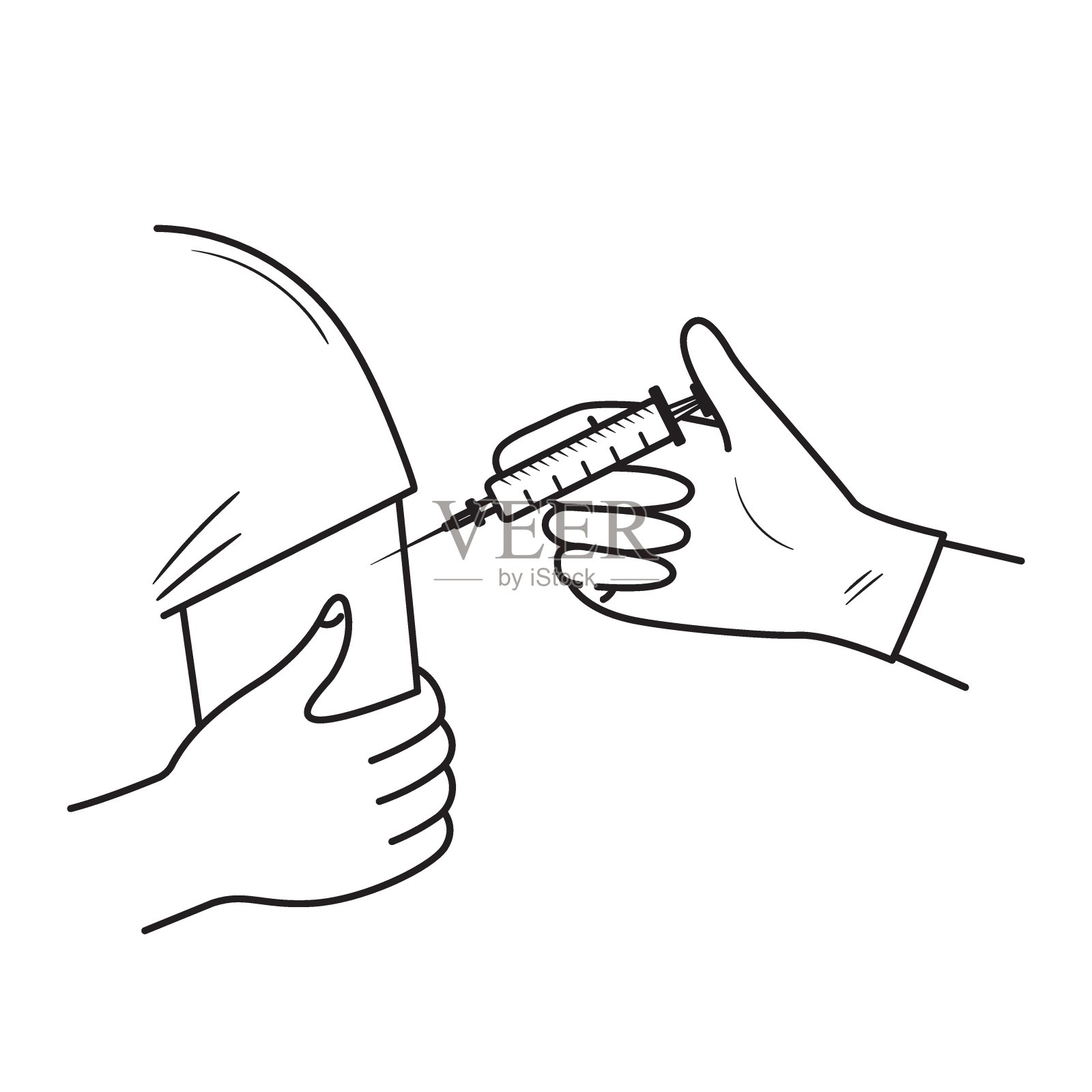 接种过程的黑色草图设计元素图片