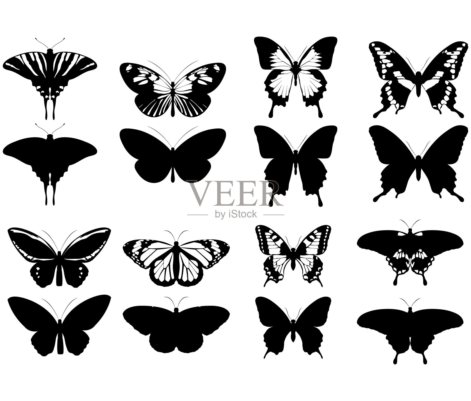 蝴蝶的剪影设计元素图片