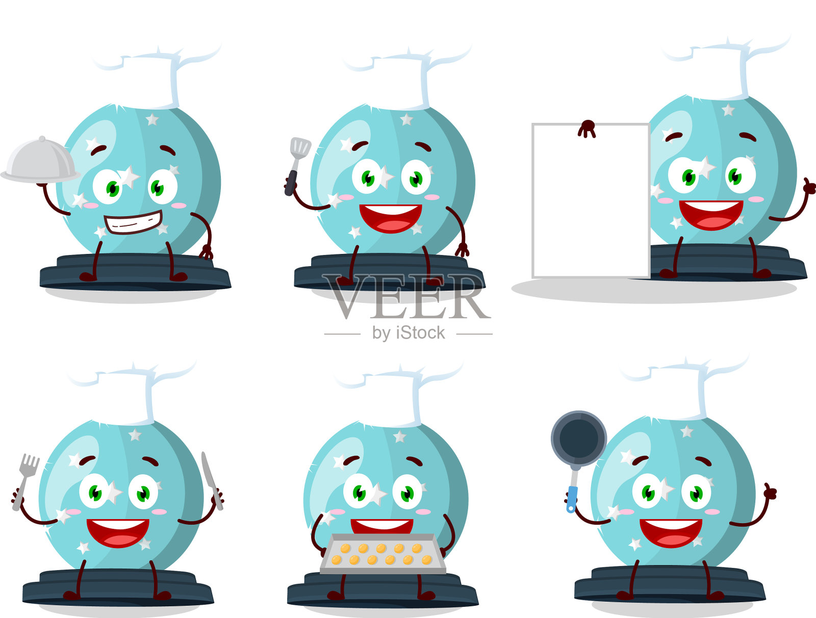 卡通人物的魔法水晶球插画图片素材