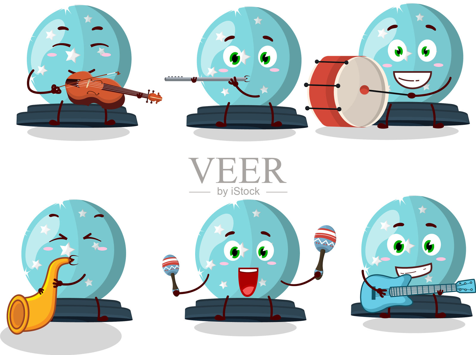 卡通人物玩魔法水晶球插画图片素材