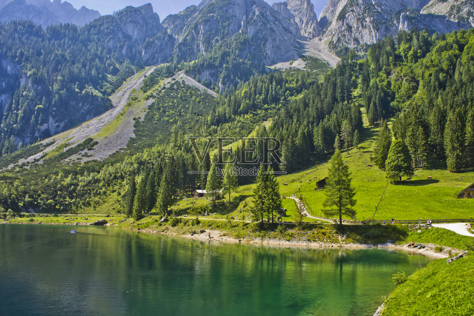阿尔卑斯山的Gosau，湖景，奥地利，欧洲照片摄影图片