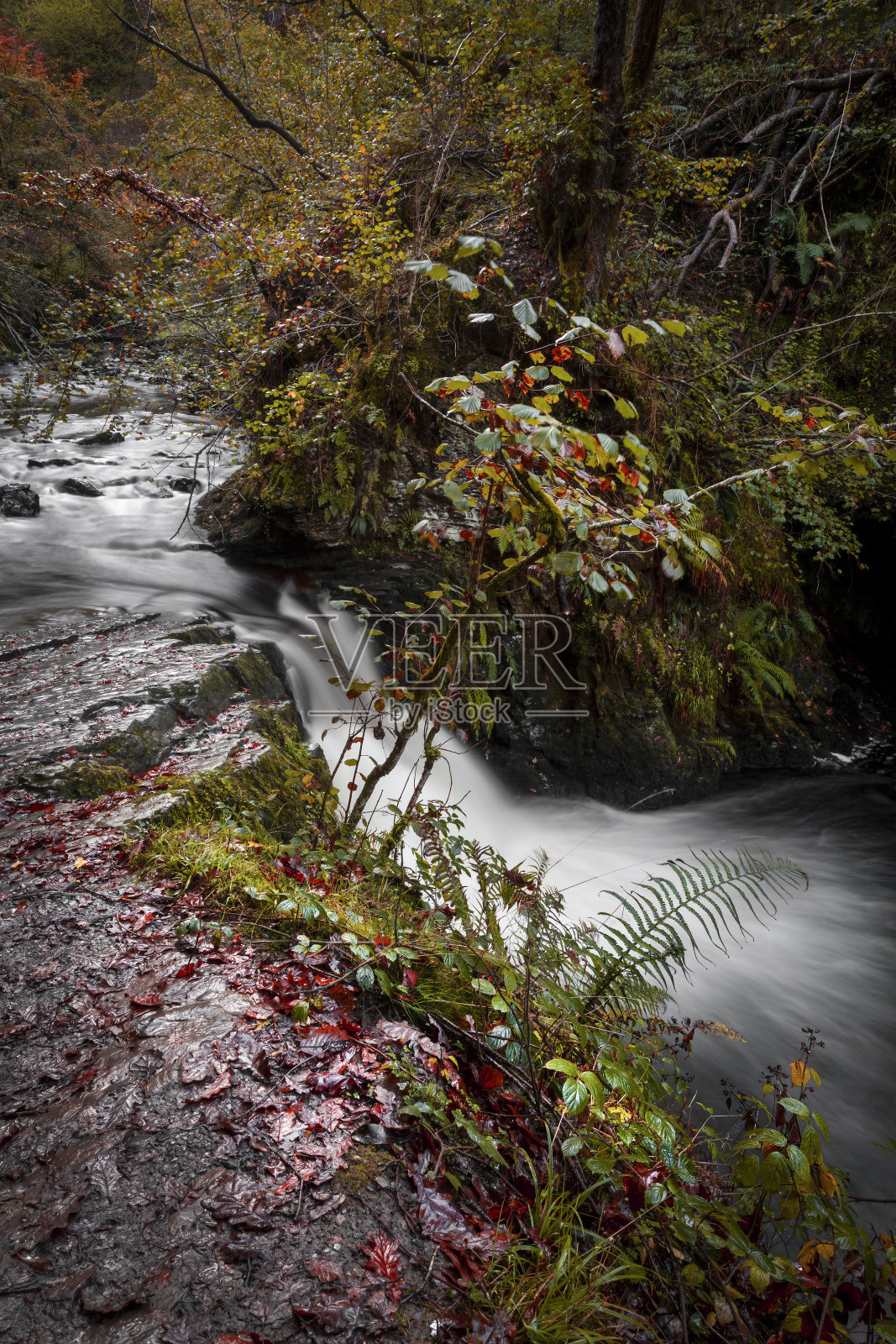 南特莱赫河上的瀑布照片摄影图片