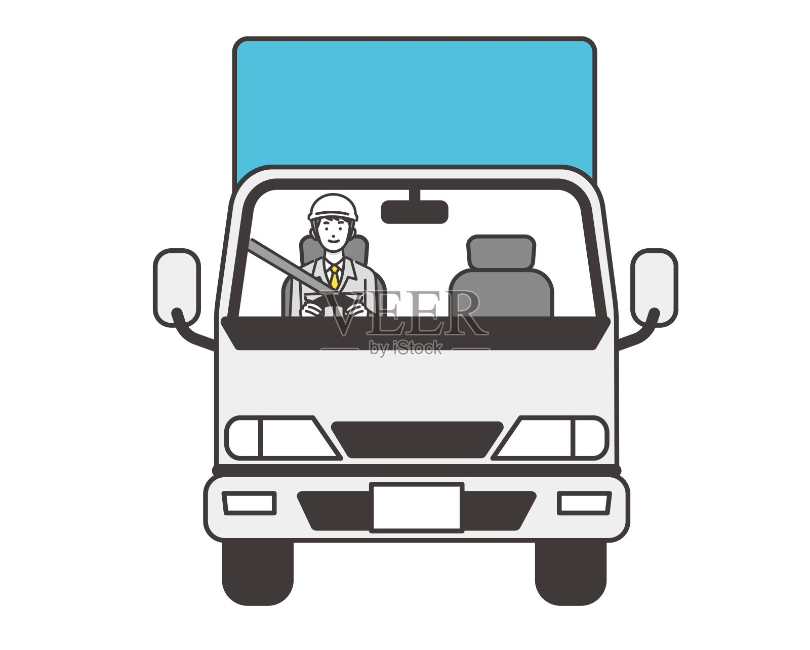 矢量插图的一个男人驾驶卡车材料/工厂/仓库/运输/运输/简单/男性插画图片素材