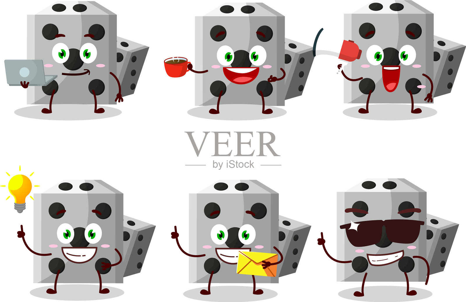 白骰子新卡通人物有各种各样插画图片素材