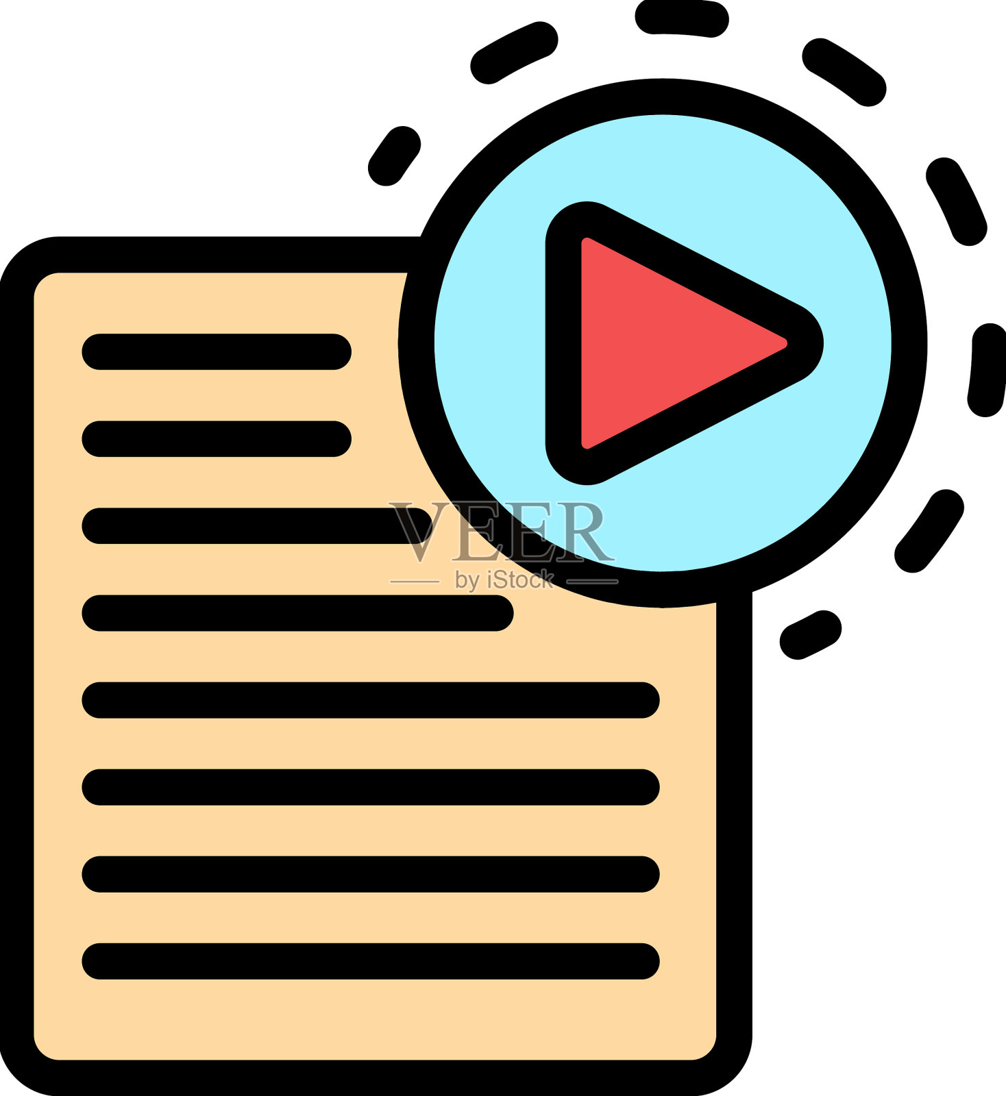 音频播放列表图标颜色大纲插画图片素材