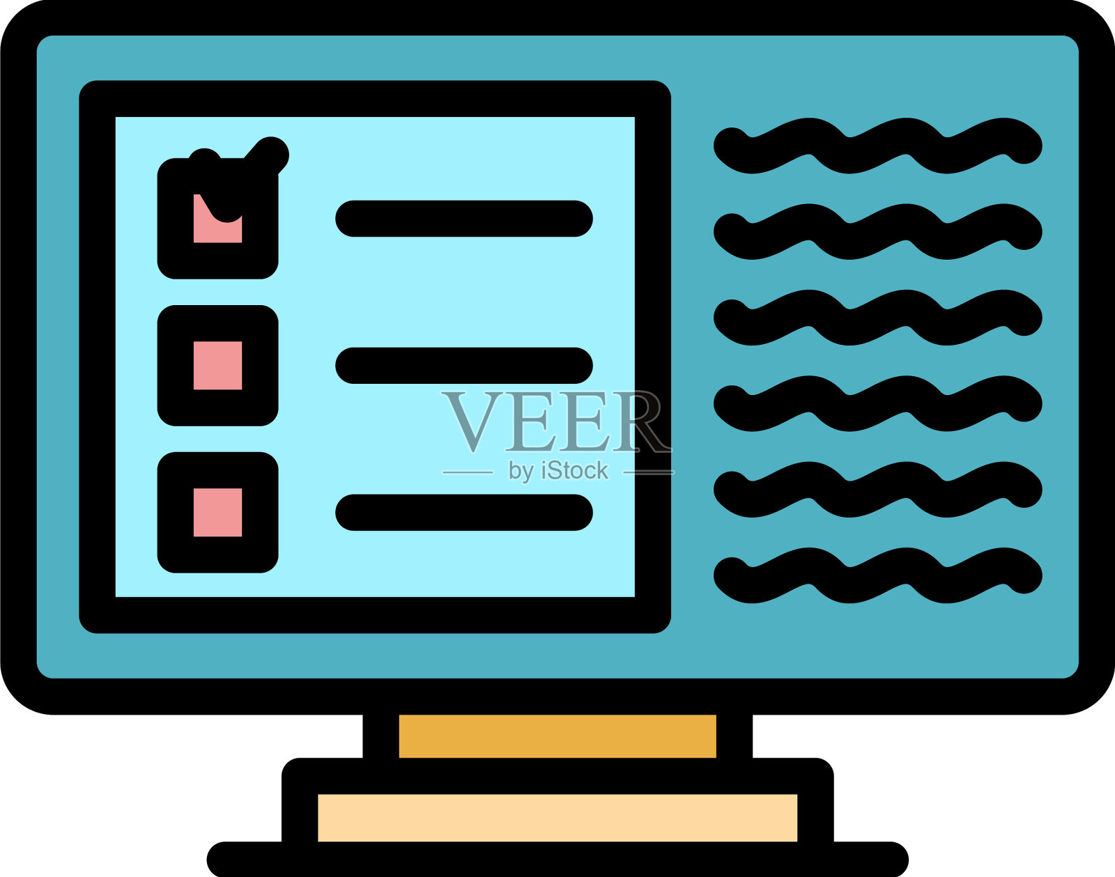 监控搅拌图标颜色轮廓插画图片素材