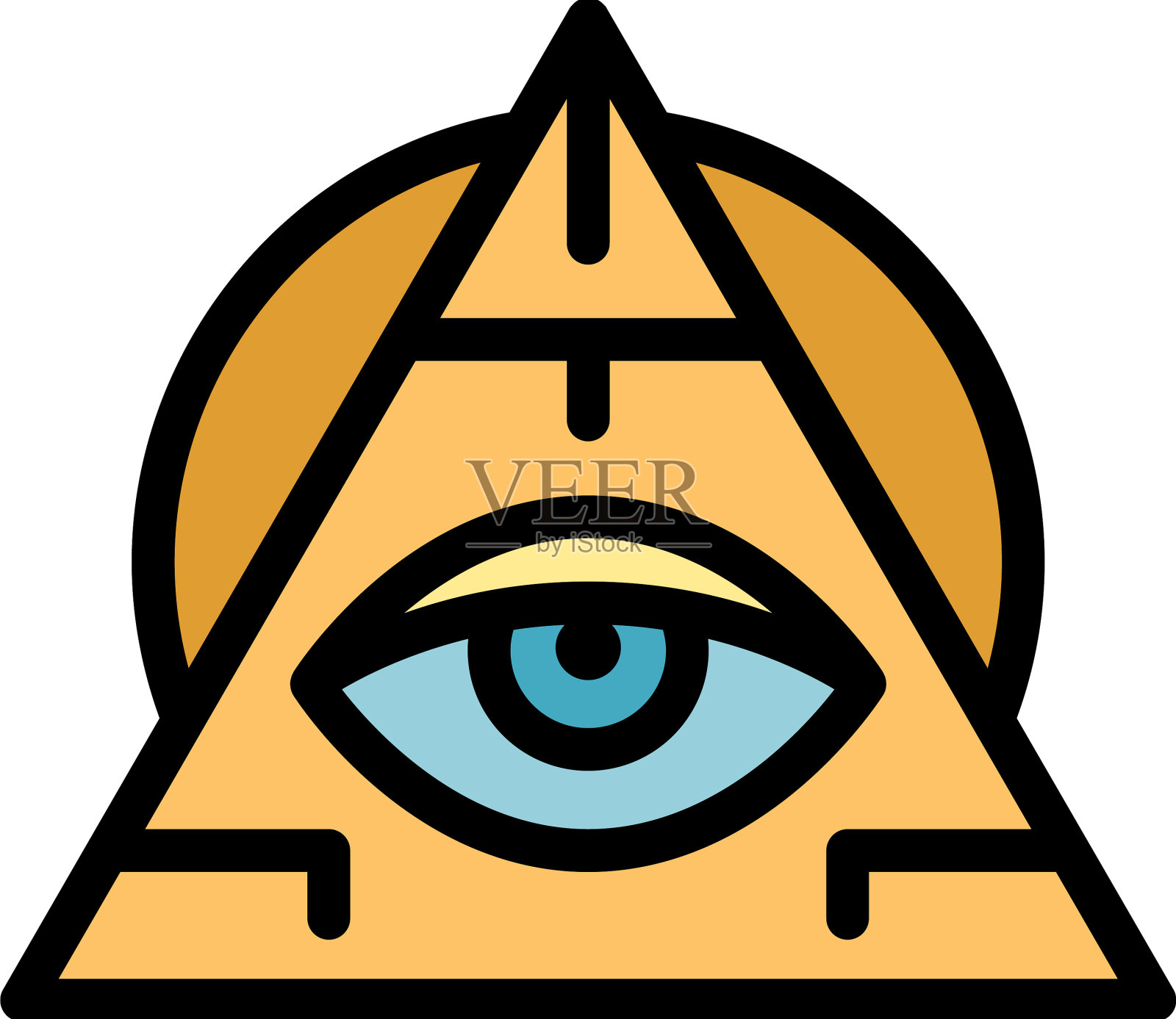 金字塔眼护身符图标颜色轮廓插画图片素材