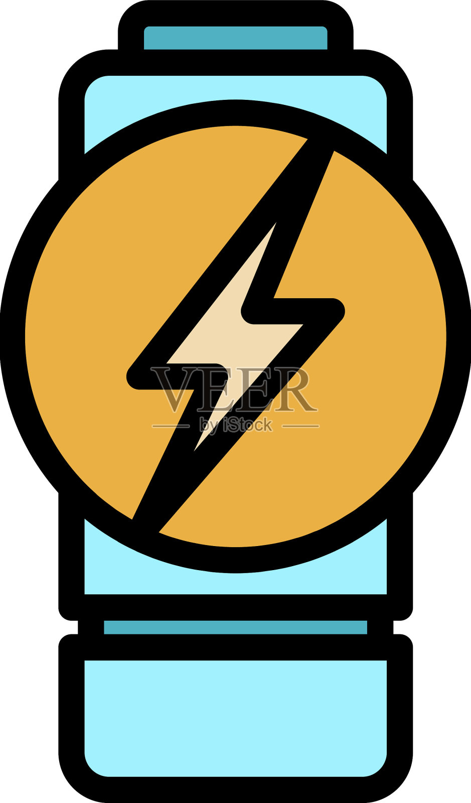 闪光充电电池图标颜色轮廓插画图片素材