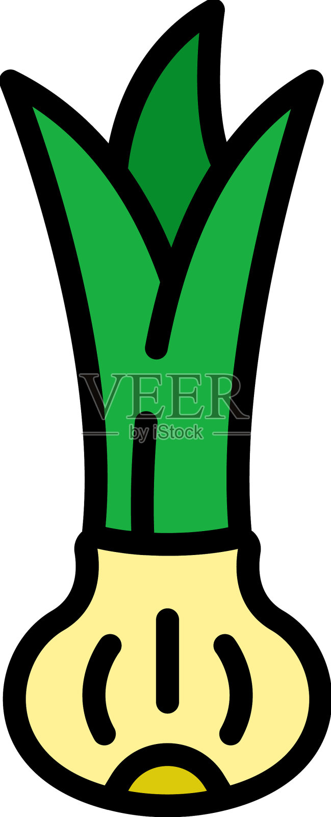 亚洲韭菜图标颜色轮廓插画图片素材