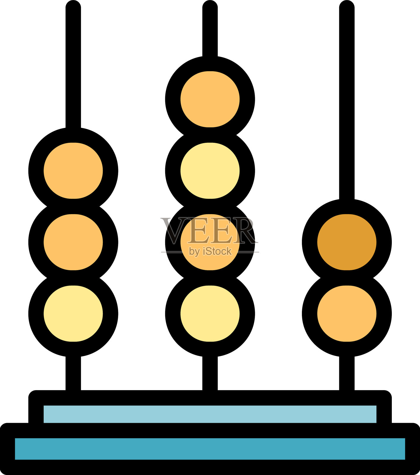 童年算盘图标颜色轮廓插画图片素材