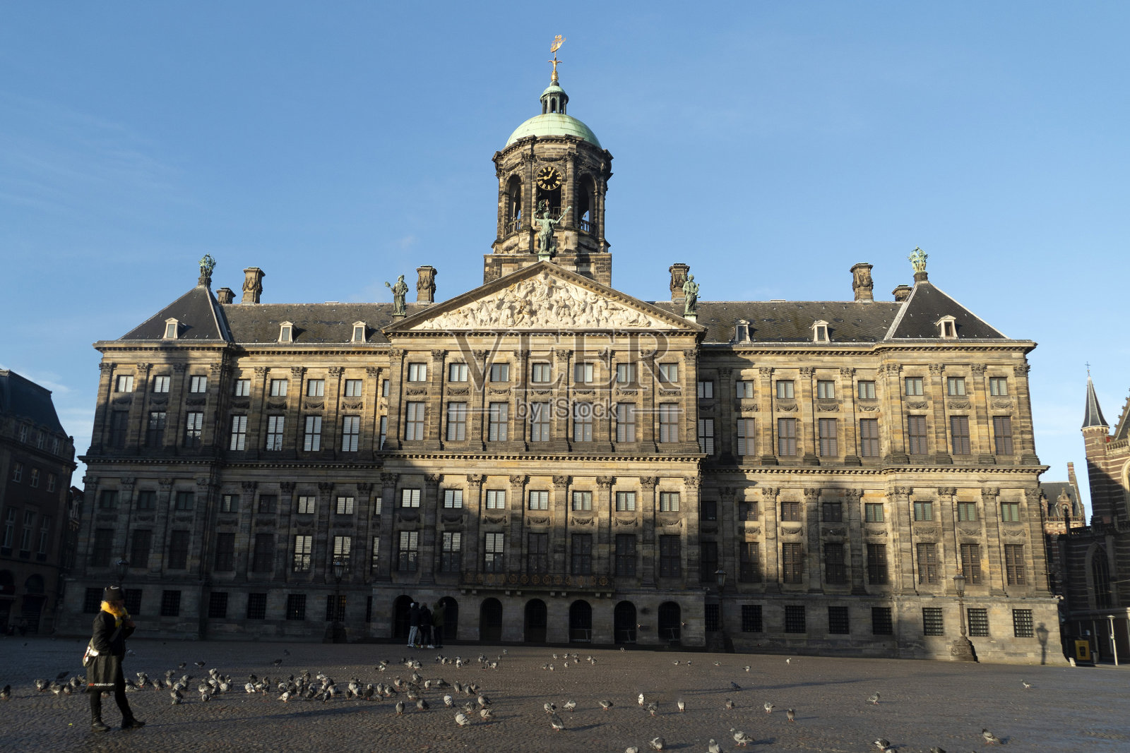 阿姆斯特丹市政厅大坝中心建筑细节照片摄影图片