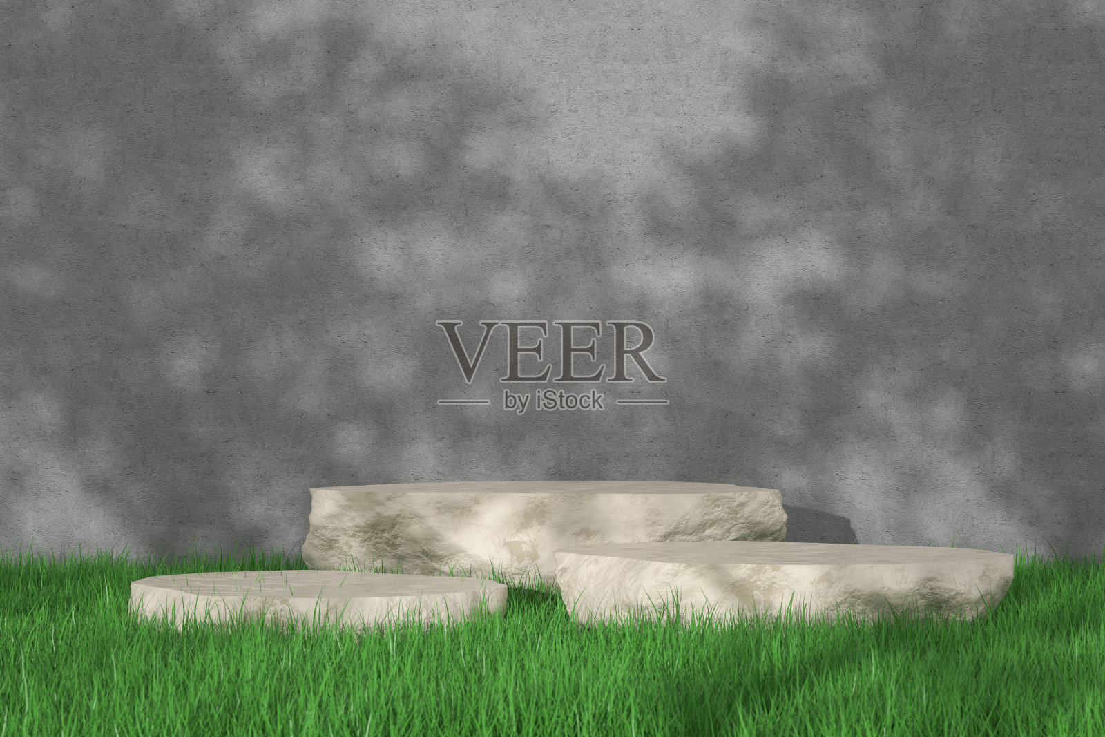 毛坯石混凝土基座、基座、展台、展览舞台、草坪区、产品展示照片摄影图片