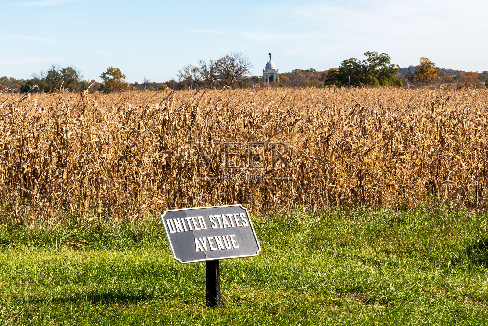 葛底斯堡国家军事公园美国大道的标志照片摄影图片