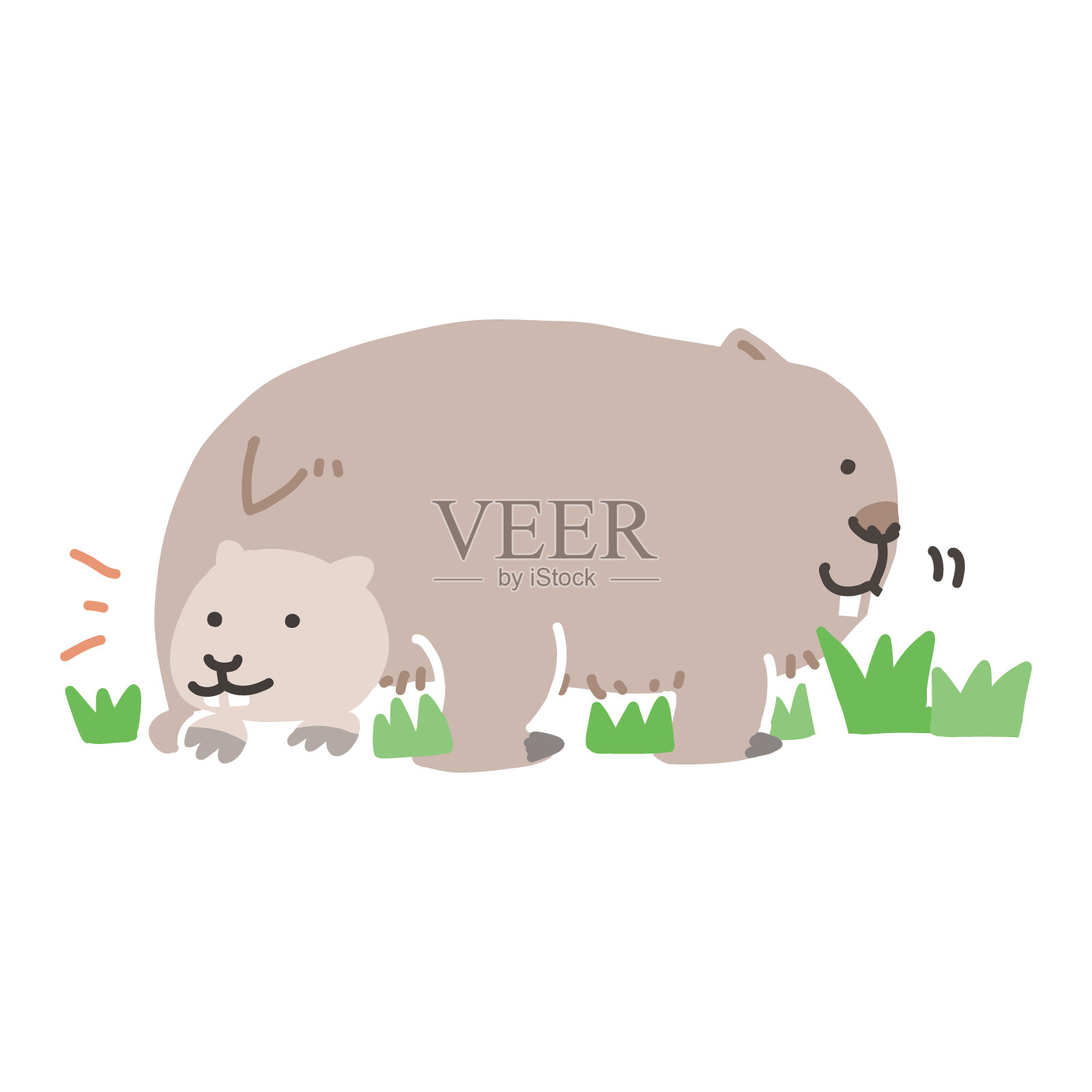 袋熊矢量插图，一个孩子偷看他的母亲的口袋插画图片素材