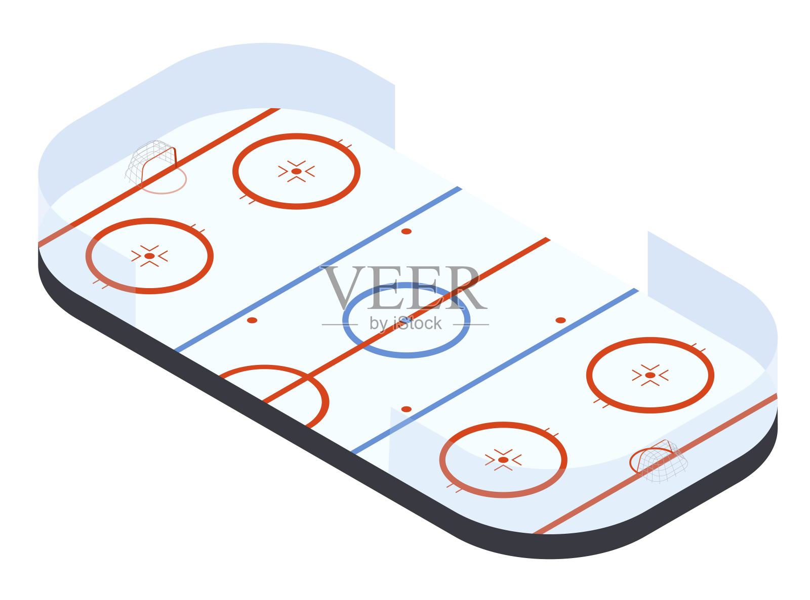 等距冰球场，矢量插图插画图片素材