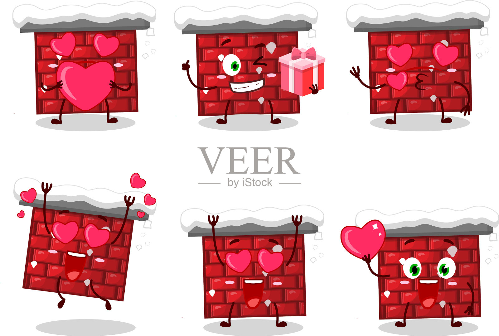 卡通烟囱里的人物都很可爱插画图片素材