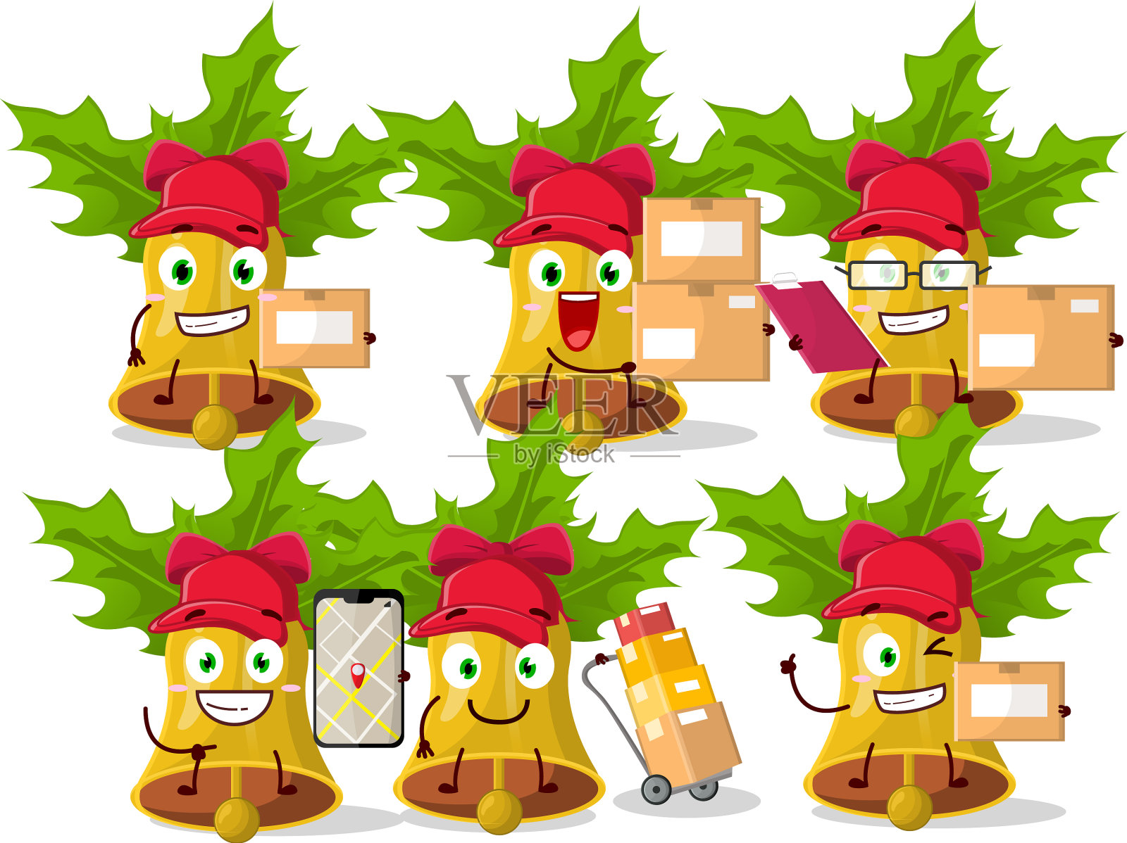 铃儿圣诞卡通人物设计插画图片素材