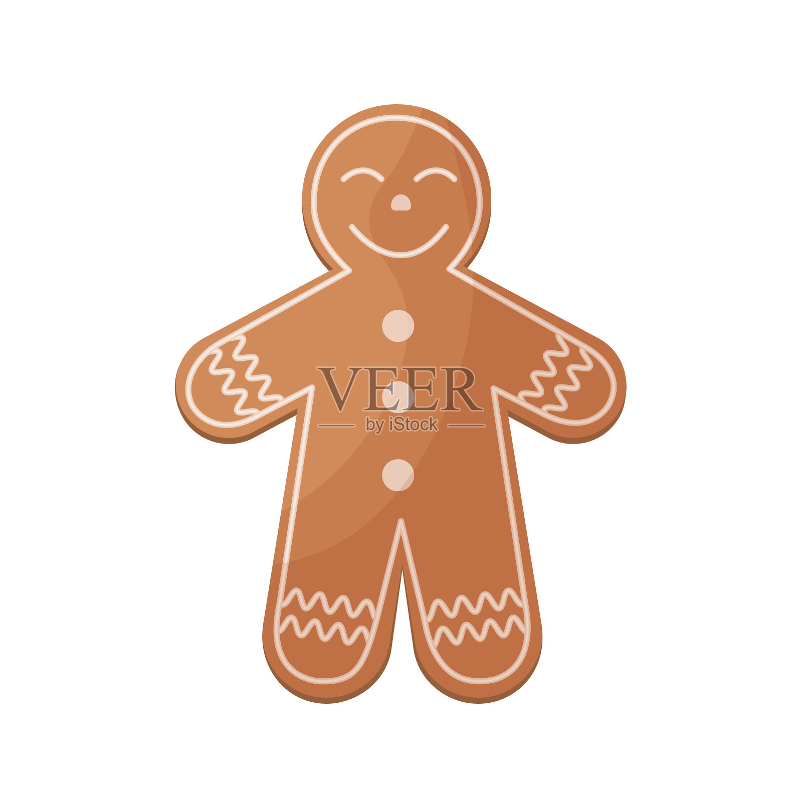 可爱的圣诞姜饼。新年微笑的姜饼。节日糕点。一个快乐的小男人的圣诞饼干。矢量插图孤立在一个白色的背景插画图片素材