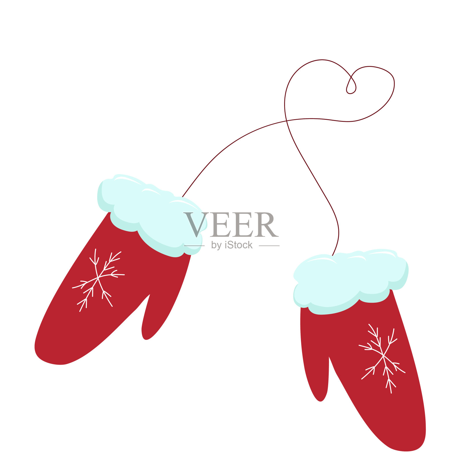 带有图案的红色冬季手套插画图片素材