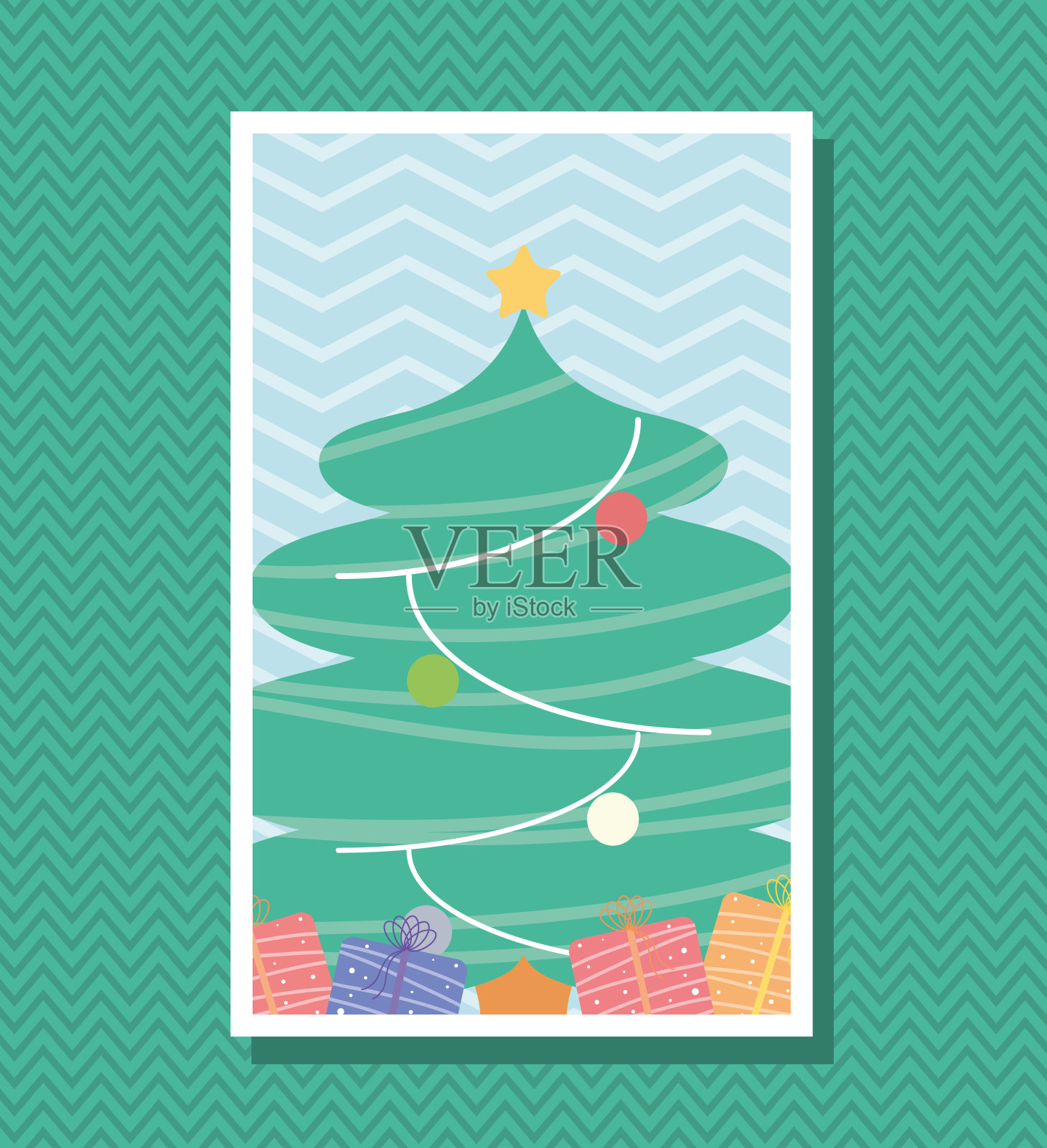 圣诞树贴纸插画图片素材