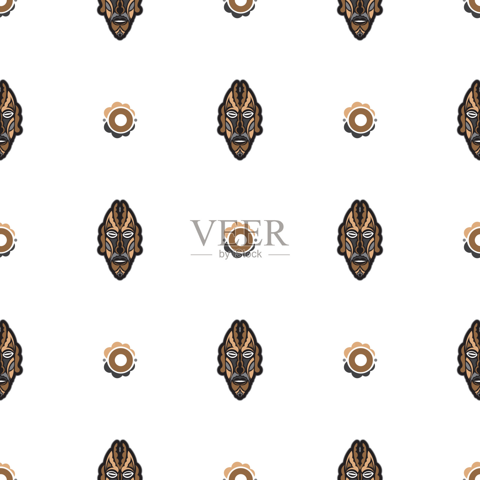 无缝模式面具的风格毛利或萨摩亚。适用于背景和纺织品。向量插画图片素材